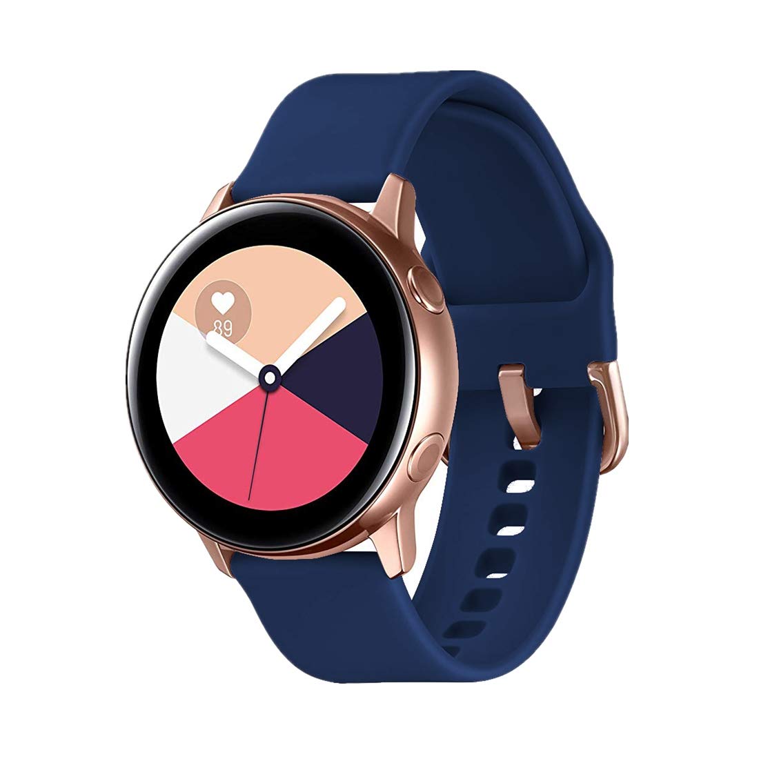 Galaxy Watch Active Bands 20mm - Quick Release Navy Blue Small Band with Rose Gold Buckle - Compatible with Samsung Galaxy Watch Active 40mm/Galaxy Watch 42mm/Gear Sport - Perfect for Workouts, Running & Daily Wear