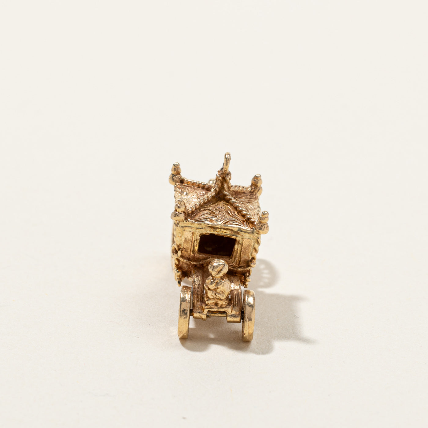 Vintage 1976 London 9k Gold Four-Wheel Carriage Charm Pendant - Perfect for Jewelry Making, Gift Giving & Collectible Charms