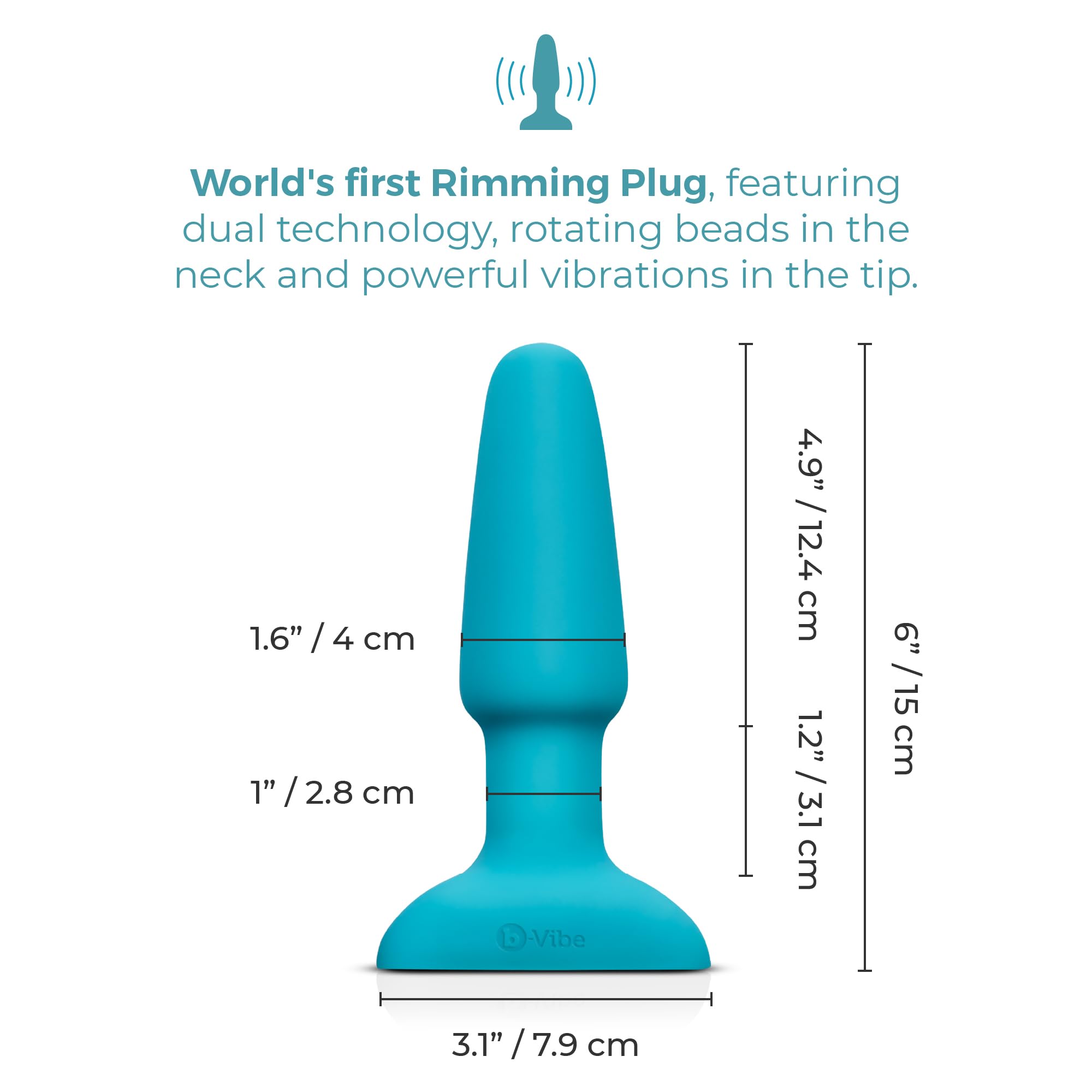 B-Vibe Remote Control Rotating Rimming Plug - 15 cm Blue - Perfect for Couples Play & Solo Pleasure