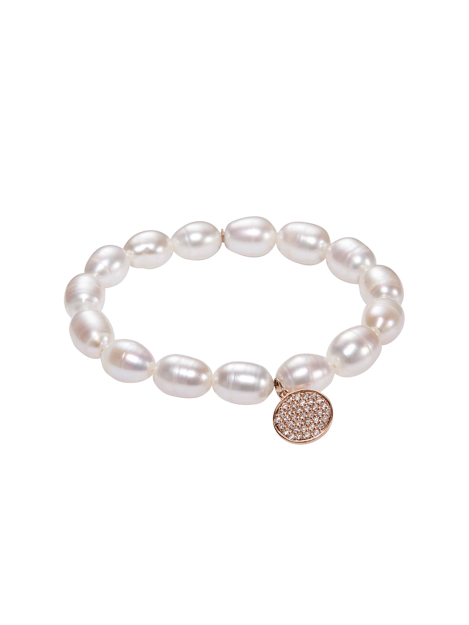 Exquisite Pearl Pavé Diamond Disc Bracelet - Elegant Stackable Jewelry for Women, Perfect for Weddings, Parties & Special Occasions