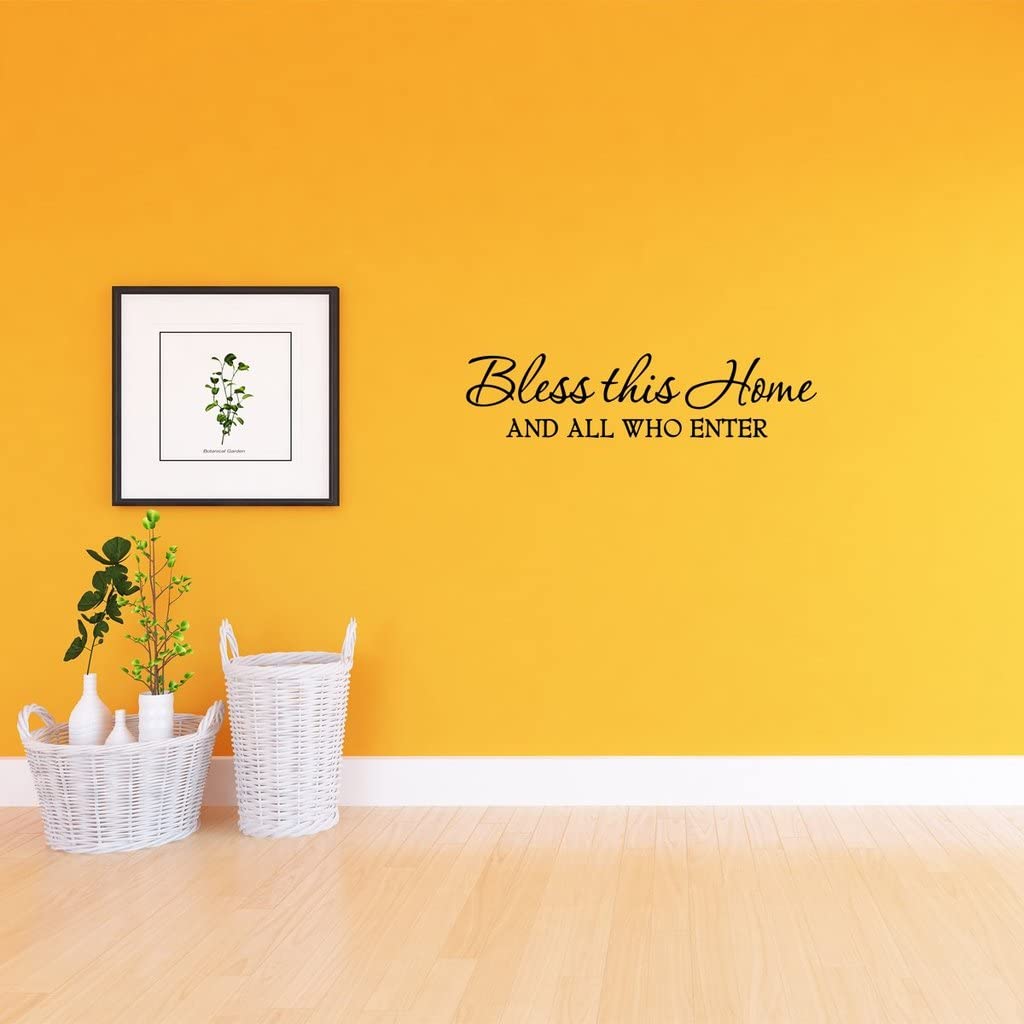Religious Vinyl Wall Decals - 'Bless This Home and All Who Enter' Inspirational Quote Stickers for Home Decor | Perfect for Living Room, Bedroom & Nursery Blessings
