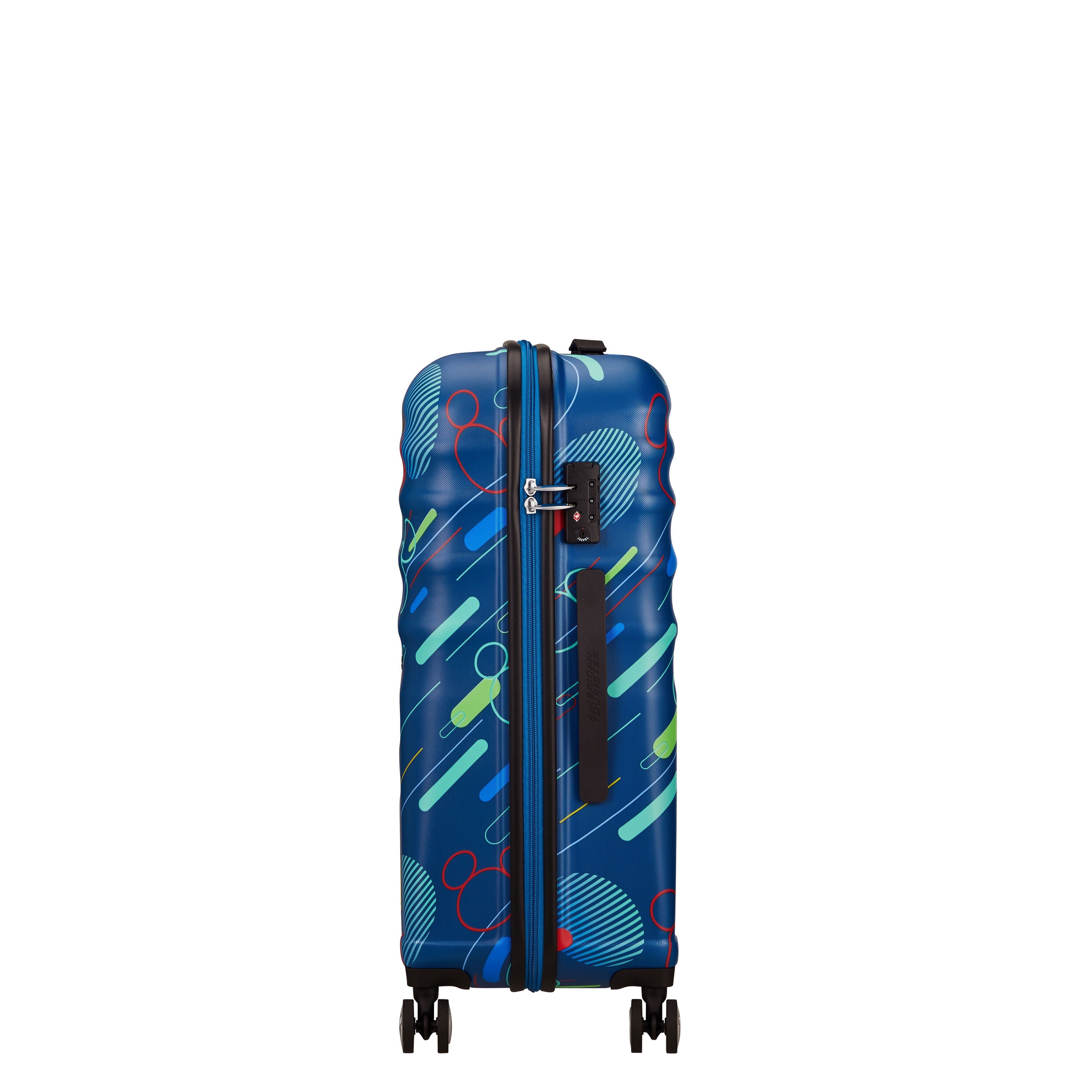 American Tourister Disney Wavebreaker Spinner Medium Luggage - Mickey Future Pop Design | Lightweight Durable Suitcase for Travel, Vacation & Business Trips