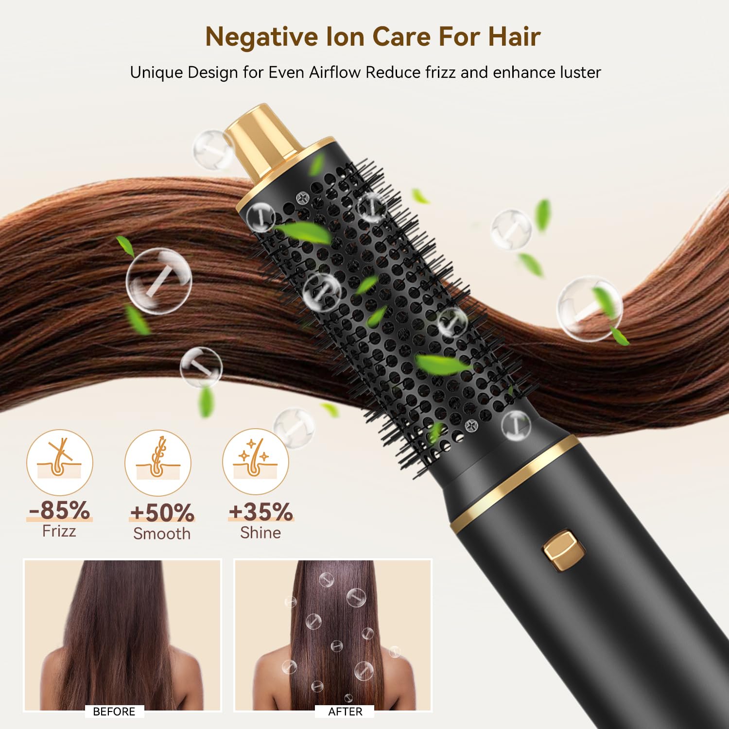 Professional 5-in-1 Air Styler & Ionic Hair Dryer Brush Set - 800W Auto Air Wrap Hair Styler for Fast Drying, Curling, Volumizing & Straightening - Heat Damage Free Hair Styling Tools for Home & Salon Use