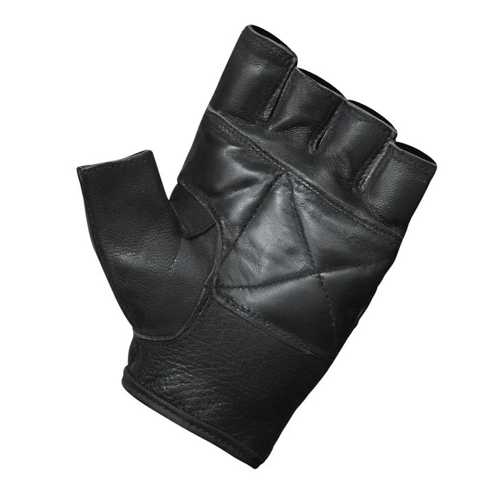 Open Road Men's Fingerless Leather Gloves - Biker & Driving Gloves for Motorcycle, Cycling & Winter Use - Touchscreen Compatible & Non-Slip Grip