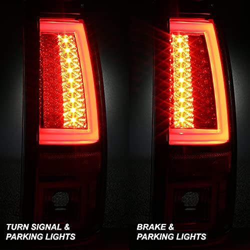 AKKON Black V2 LED Tail Lights & Brake Lamps Pair for 2003-2006 Chevy Silverado & 2005-2007 Silverado Hybrid Pickup Truck - Enhanced Visibility & Style for Night Driving & Off-Road Adventures