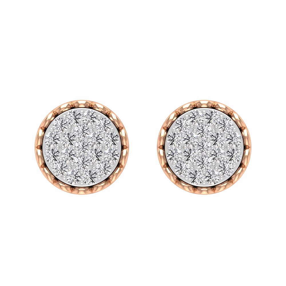 10K Solid Gold Zirconia Stud Earrings for Women - Cubic Zirconia Illusion Set CZ Earrings, Luxury Gold Designer Studs | Perfect for Everyday Wear, Parties & Special Occasions
