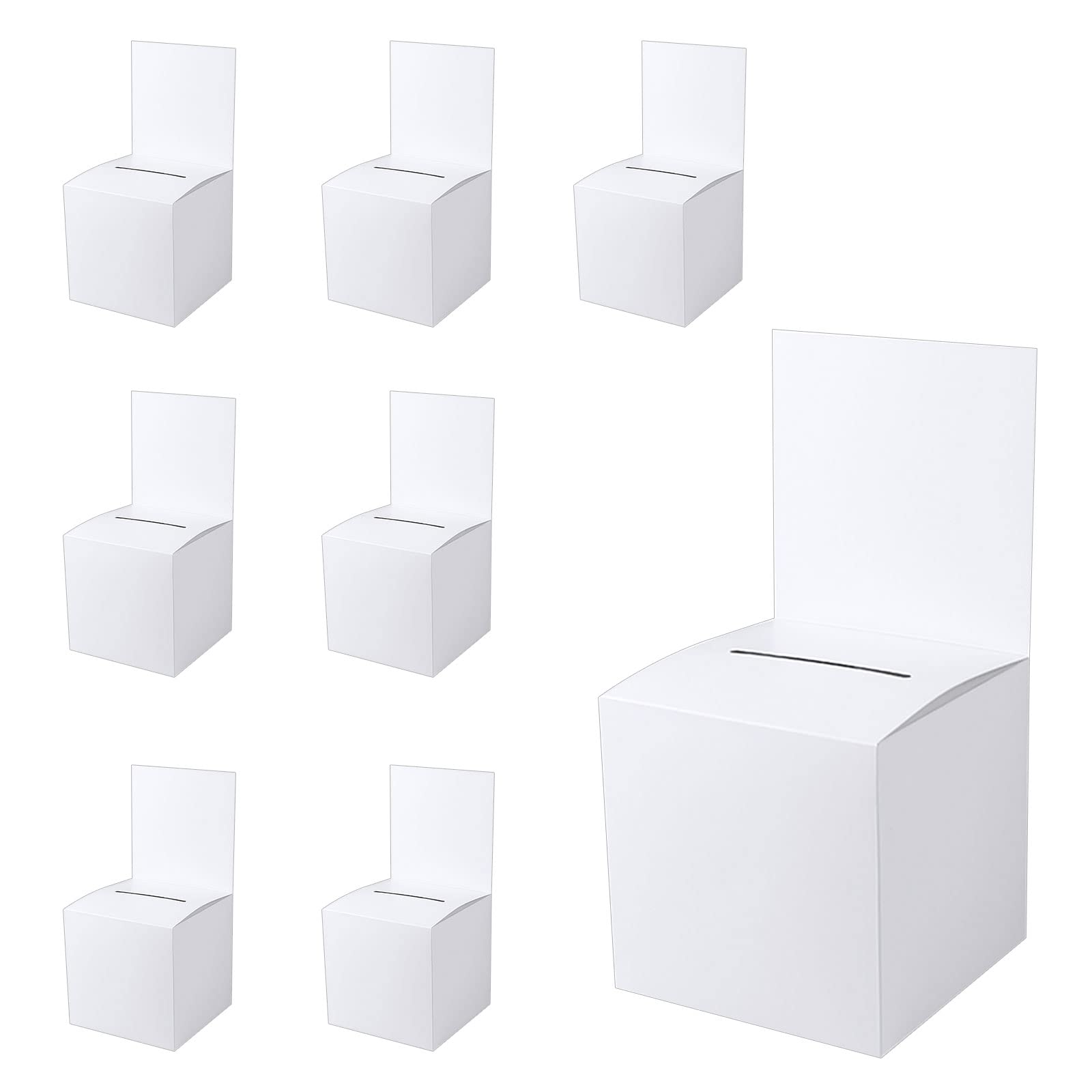 LUTER 8-Pack 6x6x6 Inch White Cardboard Ticket Boxes - Charity Donation Box, Ballot Box, Raffle Ticket Box with Slot for Fundraising, Voting, Business Cards | Perfect for Events, Parties, Schools & Offices