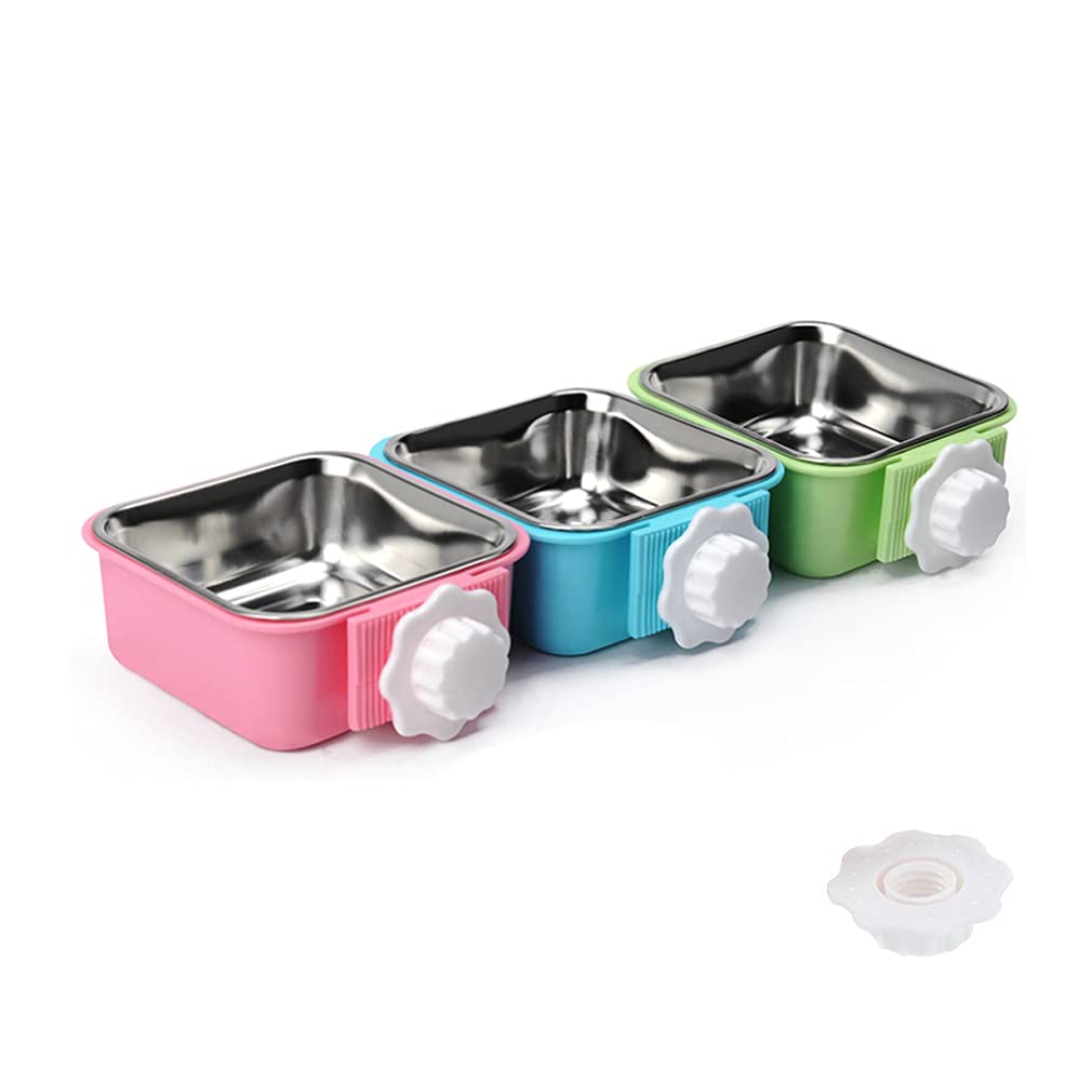 Stainless Steel Pet Bowl with Removable Feeder - Crate Mounted Food & Water Dish for Dogs, Cats, Puppies, Birds, Rabbits & Small Animals - Durable Cage Cup with Secure Bolt Holder for Kennels, Travel & Home Use