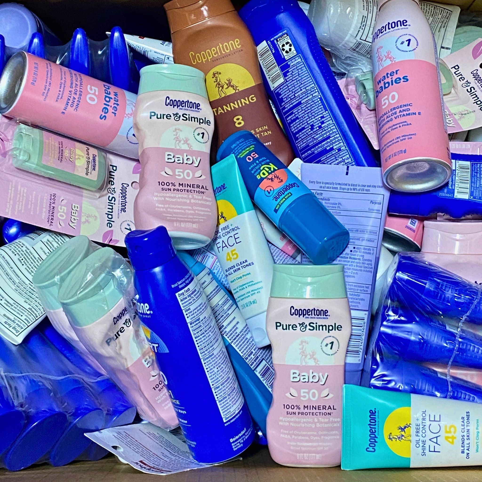 Coppertone Sunscreen Lotion Assorted Mix for Babies & Adults - 60 Pcs Lot - SPF Protection for Beach, Pool & Outdoor Activities
