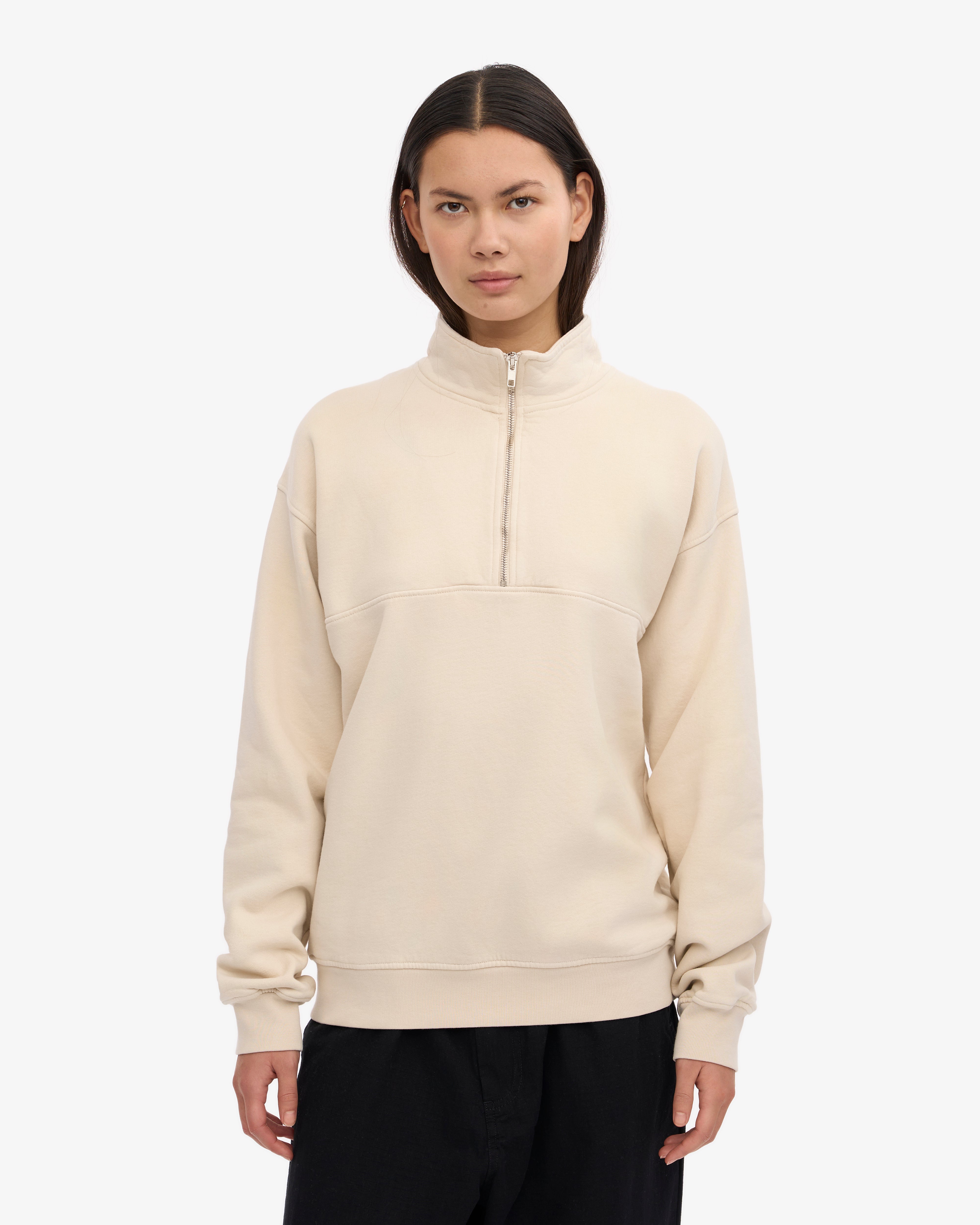 Organic Quarter Zip Sweatshirt for Men & Women | Ivory White | Comfortable & Stylish Pullover for Casual Wear, Outdoor Activities & Workouts