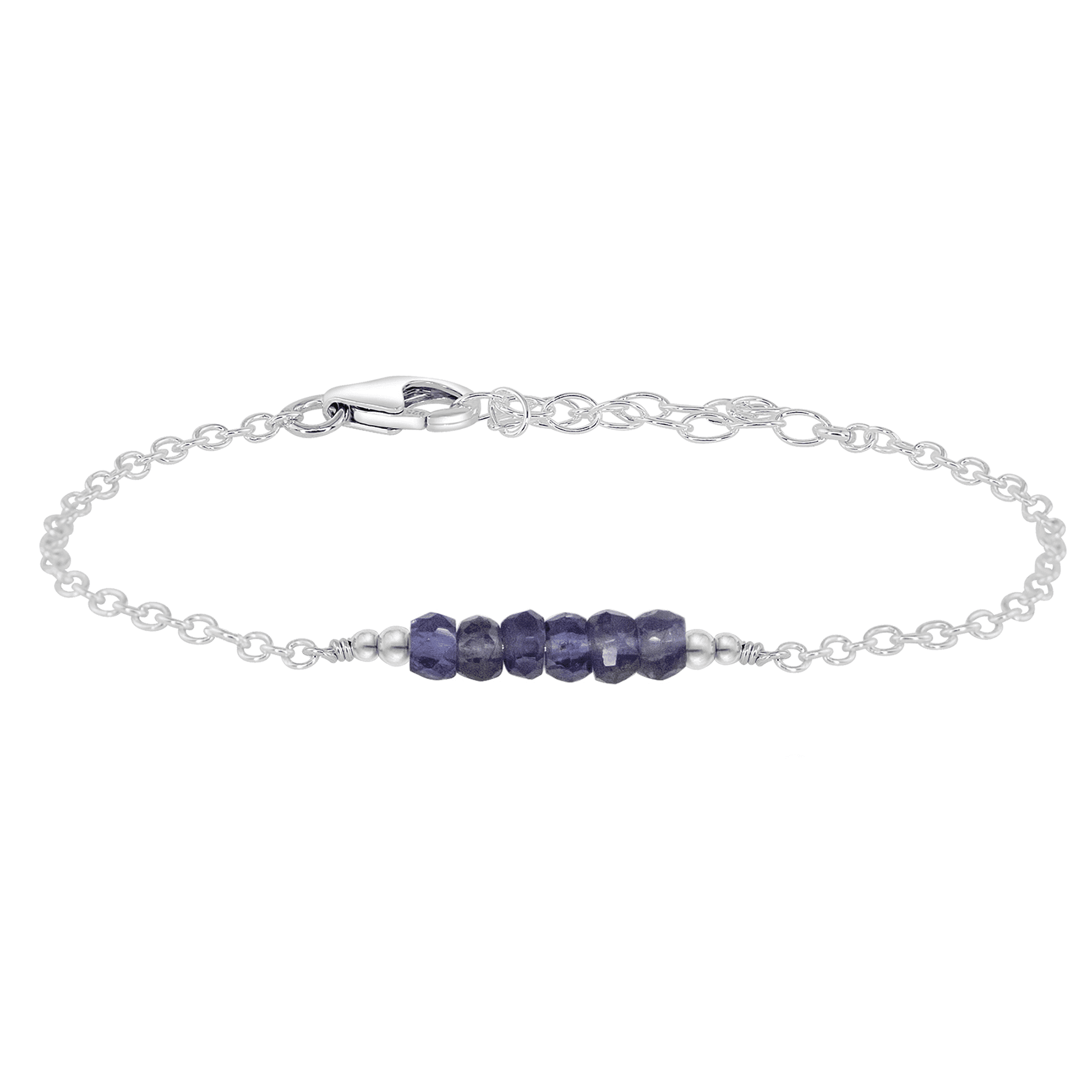 Sparkling Grey Iolite Gemstone Faceted Bead Bar Bracelet for Women - Handmade Adjustable Crystal Healing Jewelry for Meditation, Yoga & Spiritual Gifts