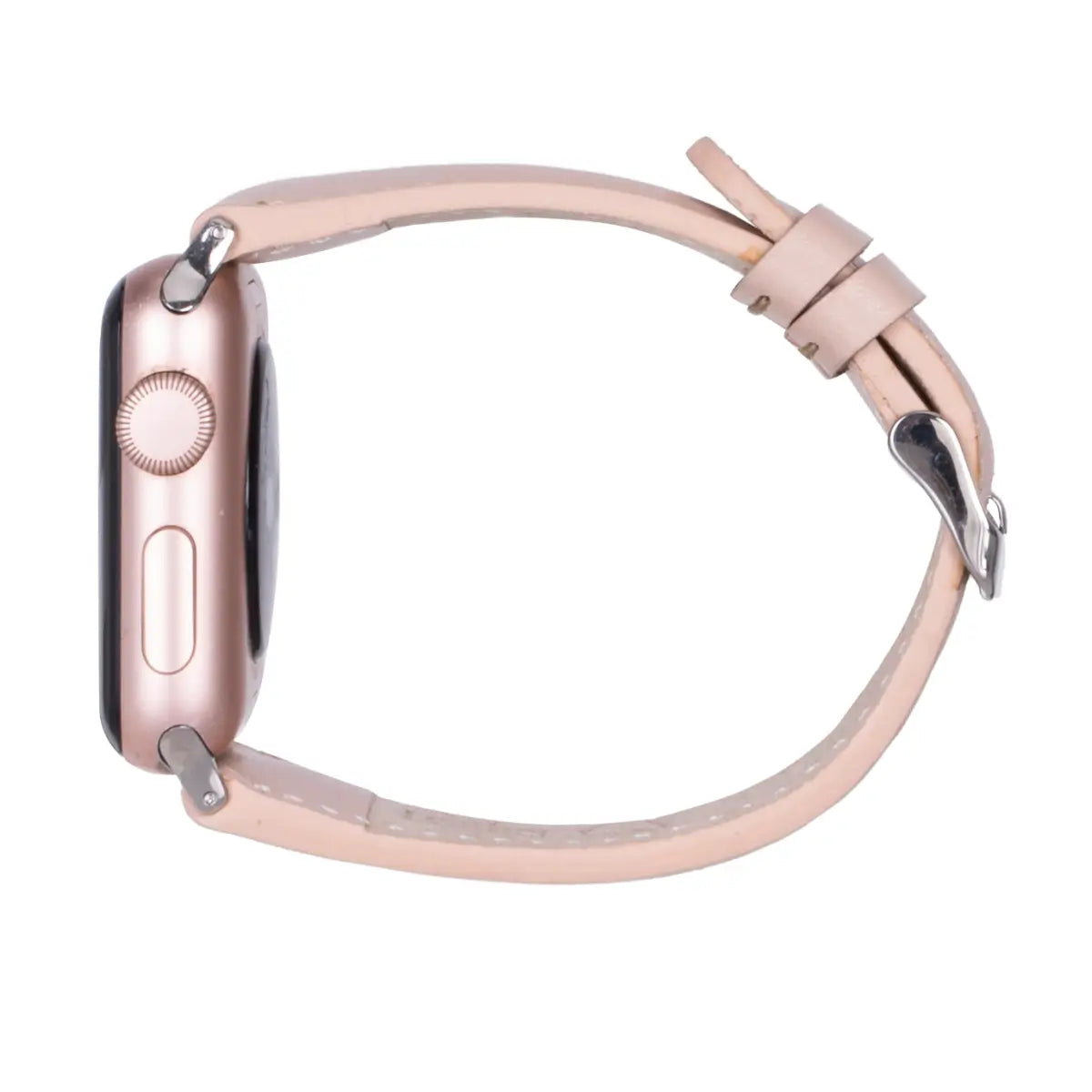 Elegant Nude Pink Leather Slim Apple Watch Band - Stylish & Comfortable Replacement Strap for Women & Men - Perfect for Work, Gym & Everyday Wear