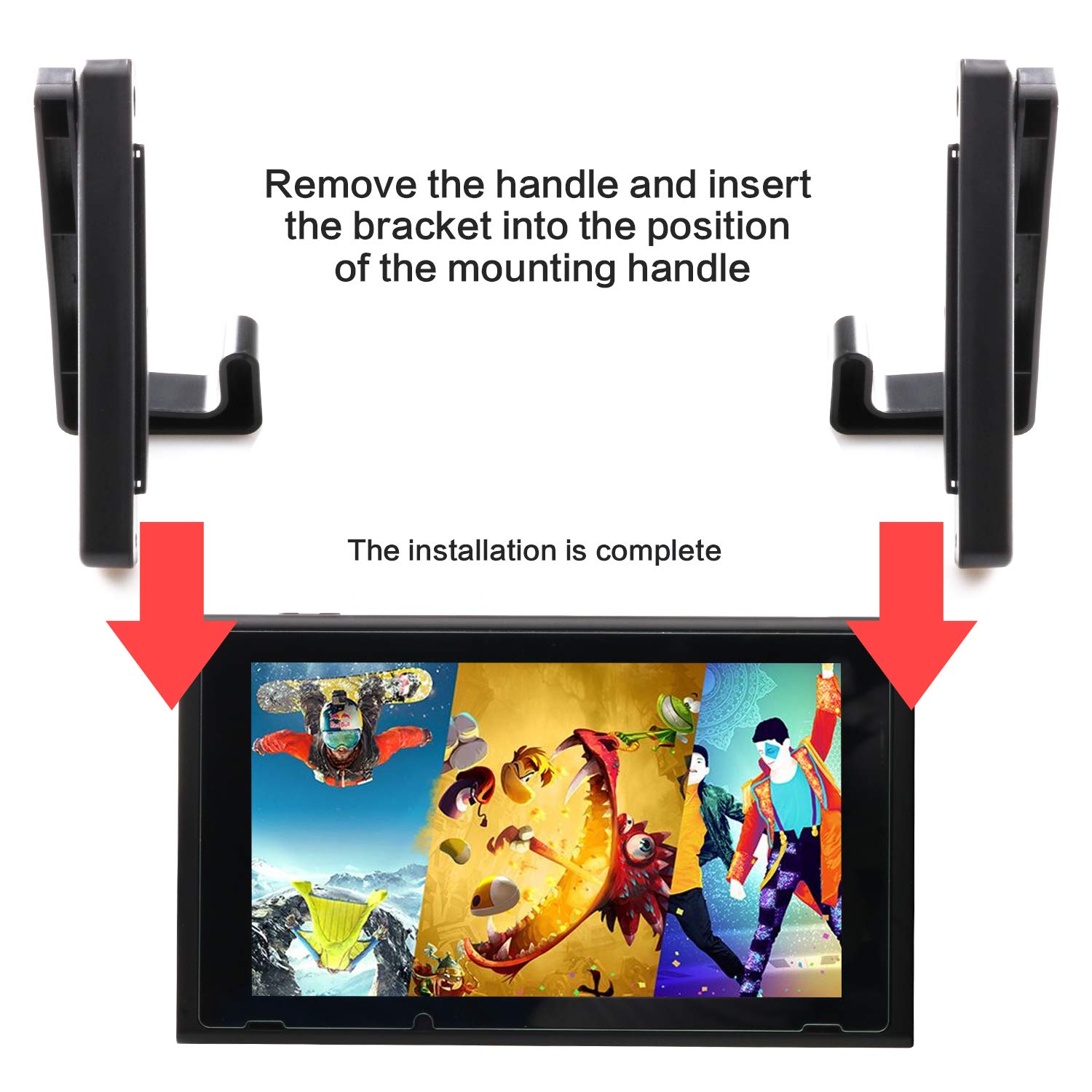 HEATFUN Adjustable Stand & Car Mount Holder for Nintendo Switch - Black | Perfect for Gaming On-The-Go & Travel Accessories