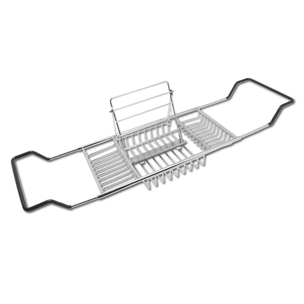 Stainless Steel Bathtub Caddy Shelf - Expandable Bath Tub Organizer for Shampoo, Soap & Accessories - Perfect for Bathroom Storage & Relaxing Bath Time