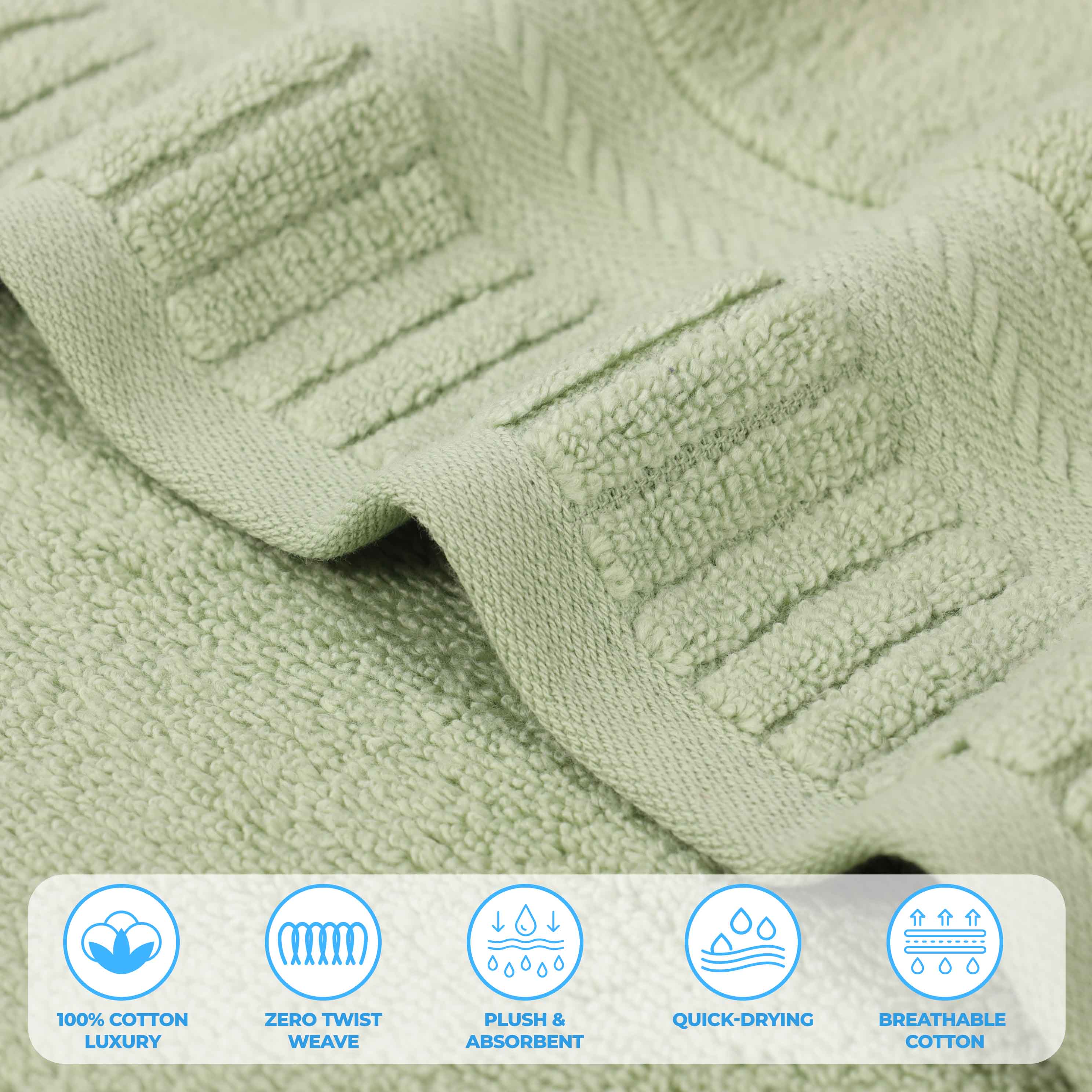 Venice Zero Twist Cotton Medium Weight Absorbent 3-Piece Bath Towel Set - Soft & Quick-Drying for Spa, Gym, and Beach Use