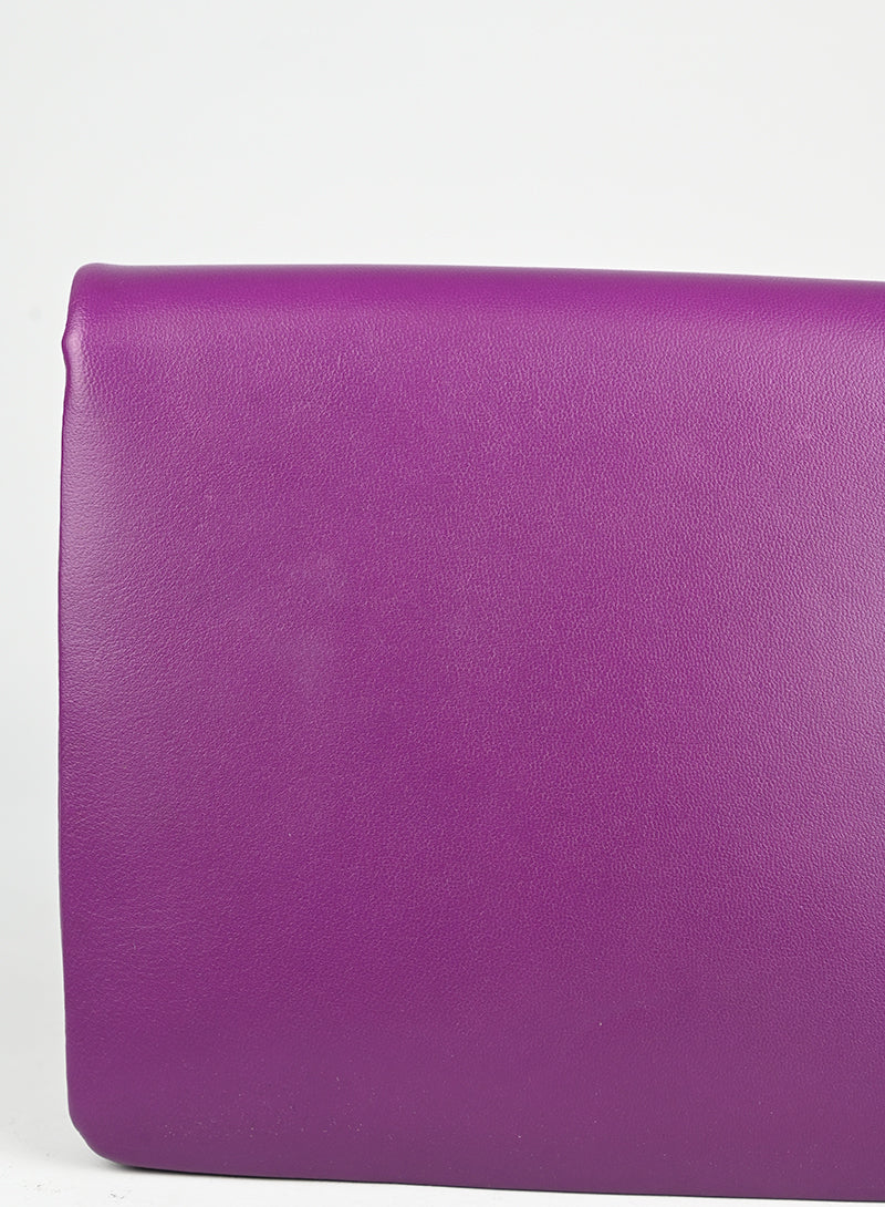 Valentino Leather Clutch Bag with Roman Studs in Purple - Perfect for Evening Parties & Special Occasions