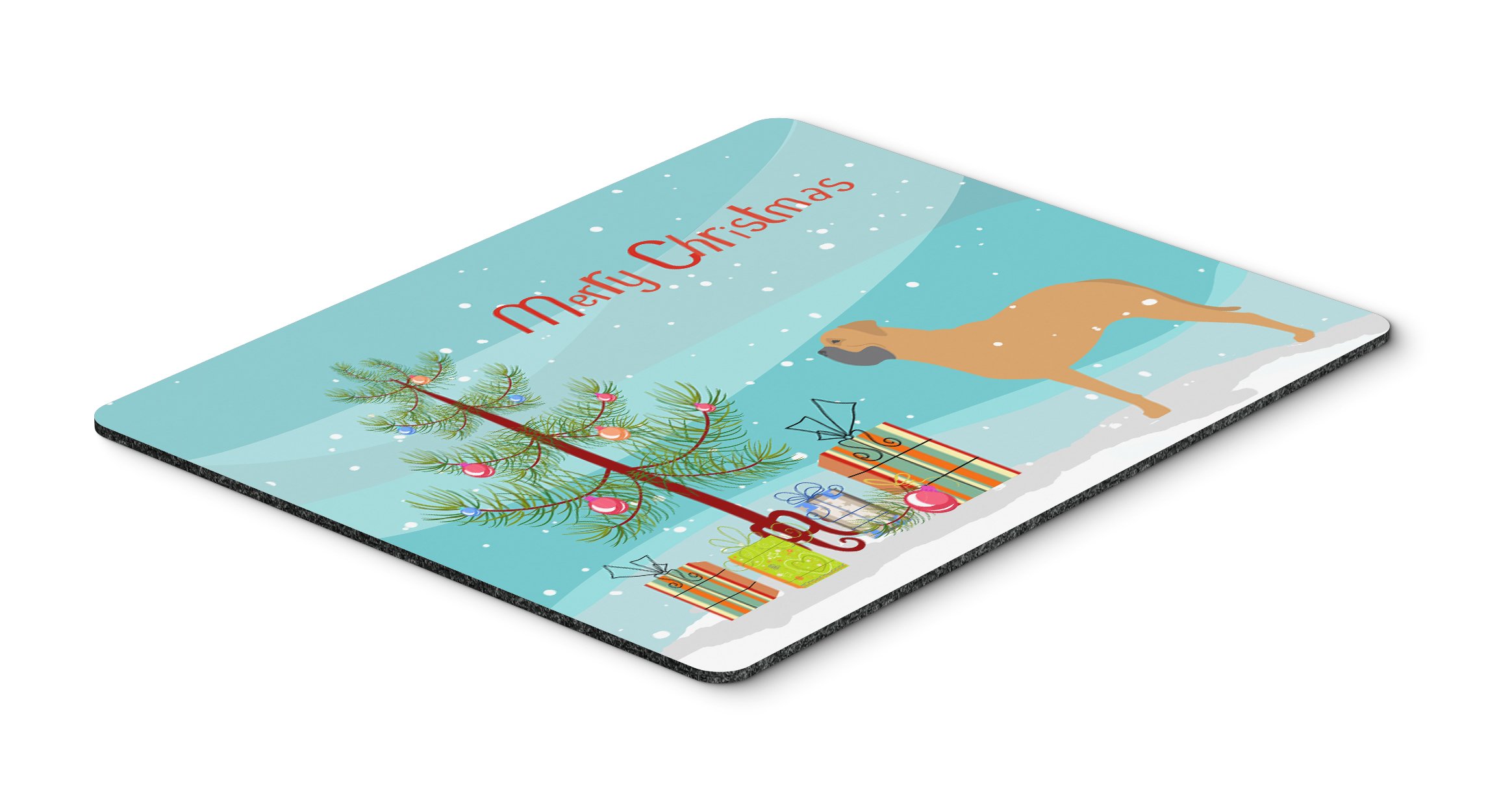 Bullmastiff Christmas Tree Mouse Pad - Large Washable Desk Mat for Computer, Laptop, Gaming & Office Use | Holiday Home Decor & Hot Pad Trivet | Caroline's Treasures BB2989MP