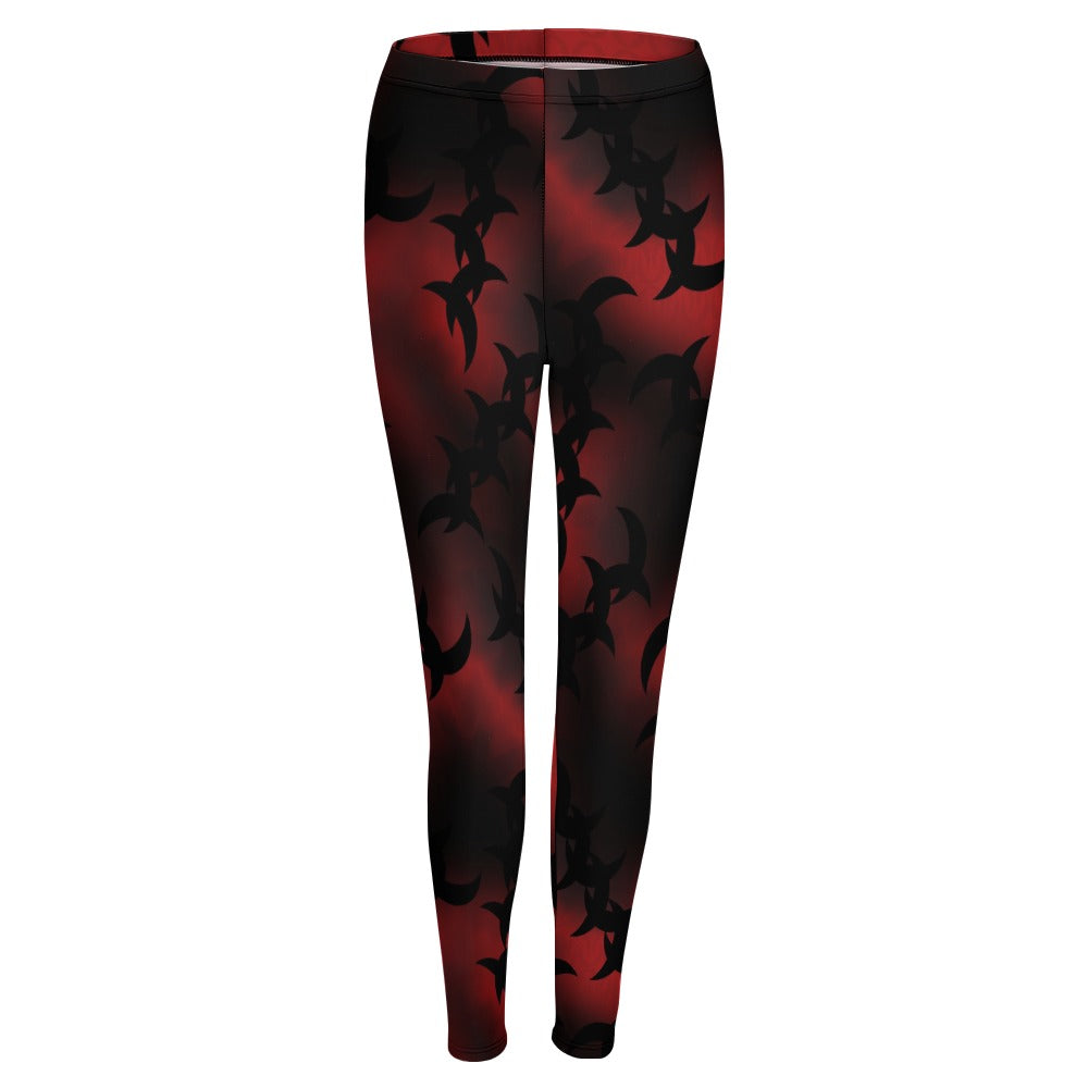 Black Scar On Red Leggings - High Waist Yoga Pants for Women, Stretchy Workout Leggings for Running, Gym & Lounge Wear