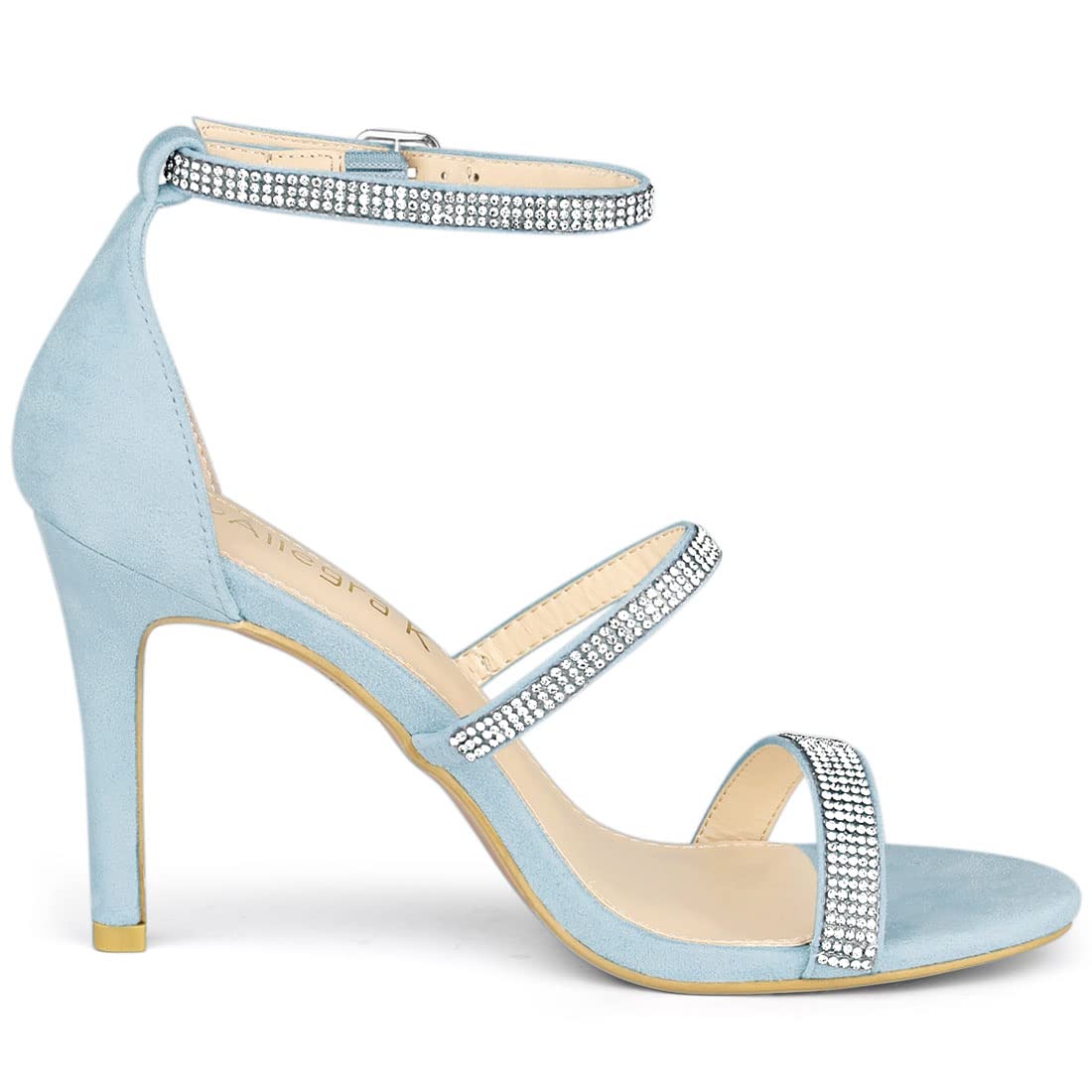 Allegra K Women's Rhinestone Ankle Strap Stiletto High Heel Sandals - Elegant Party Shoes for Weddings, Prom & Evening Events
