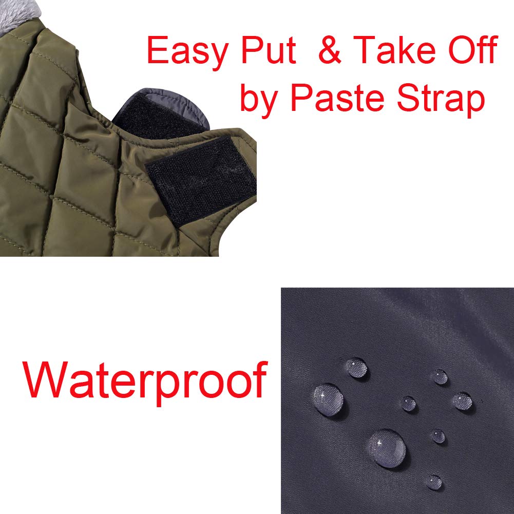 Waterproof Reversible Fleece Dog Coat for Small Dogs - Warm Puppy Jacket for Cold Winter (Green) | Perfect for Outdoor Walks, Winter Adventures & Indoor Comfort