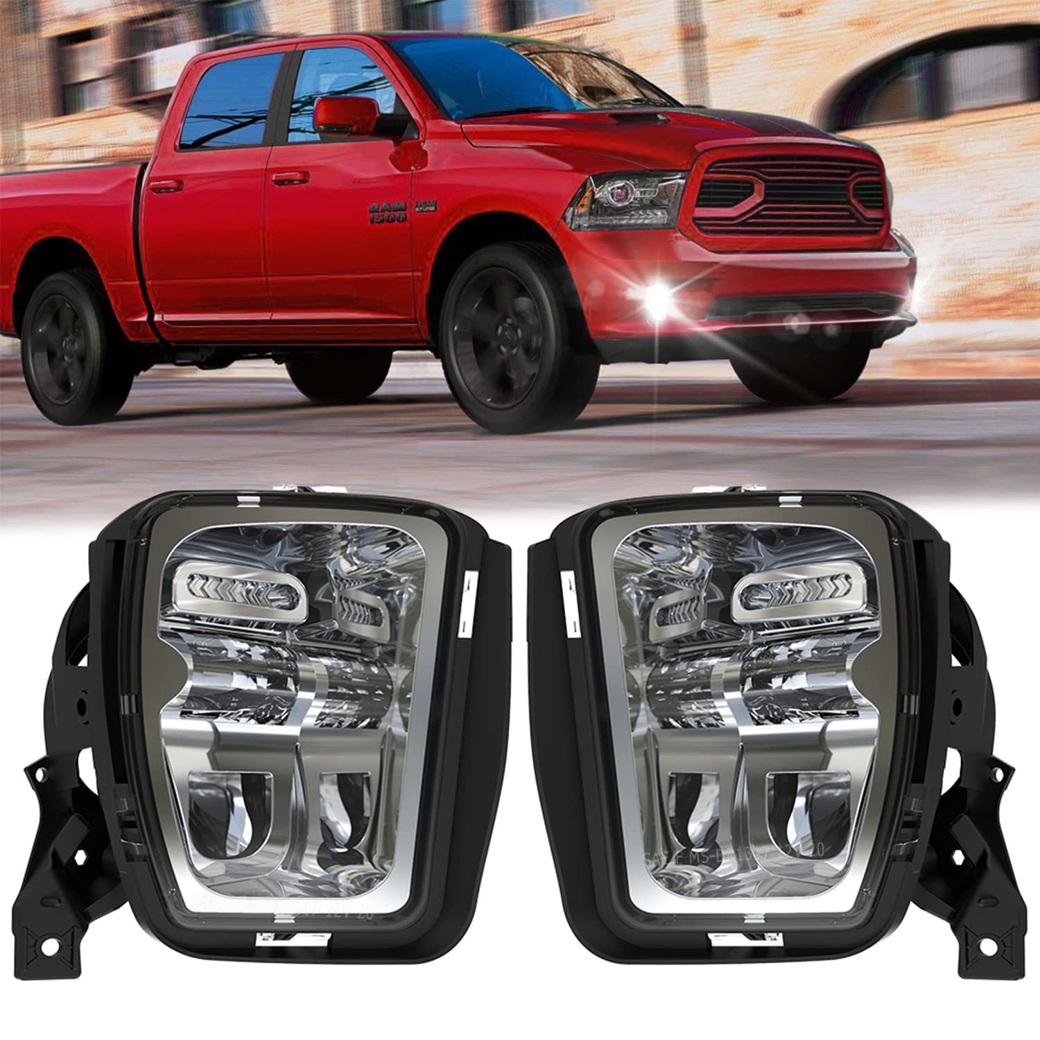 Z-OFFROAD Upgraded LED Fog Lights for Dodge Ram 1500 (2013-2018) - Durable Bumper Driving Fog Lamp Replacement - 1 Pair Silver - Perfect for Off-Roading, Night Driving & Extreme Weather Conditions
