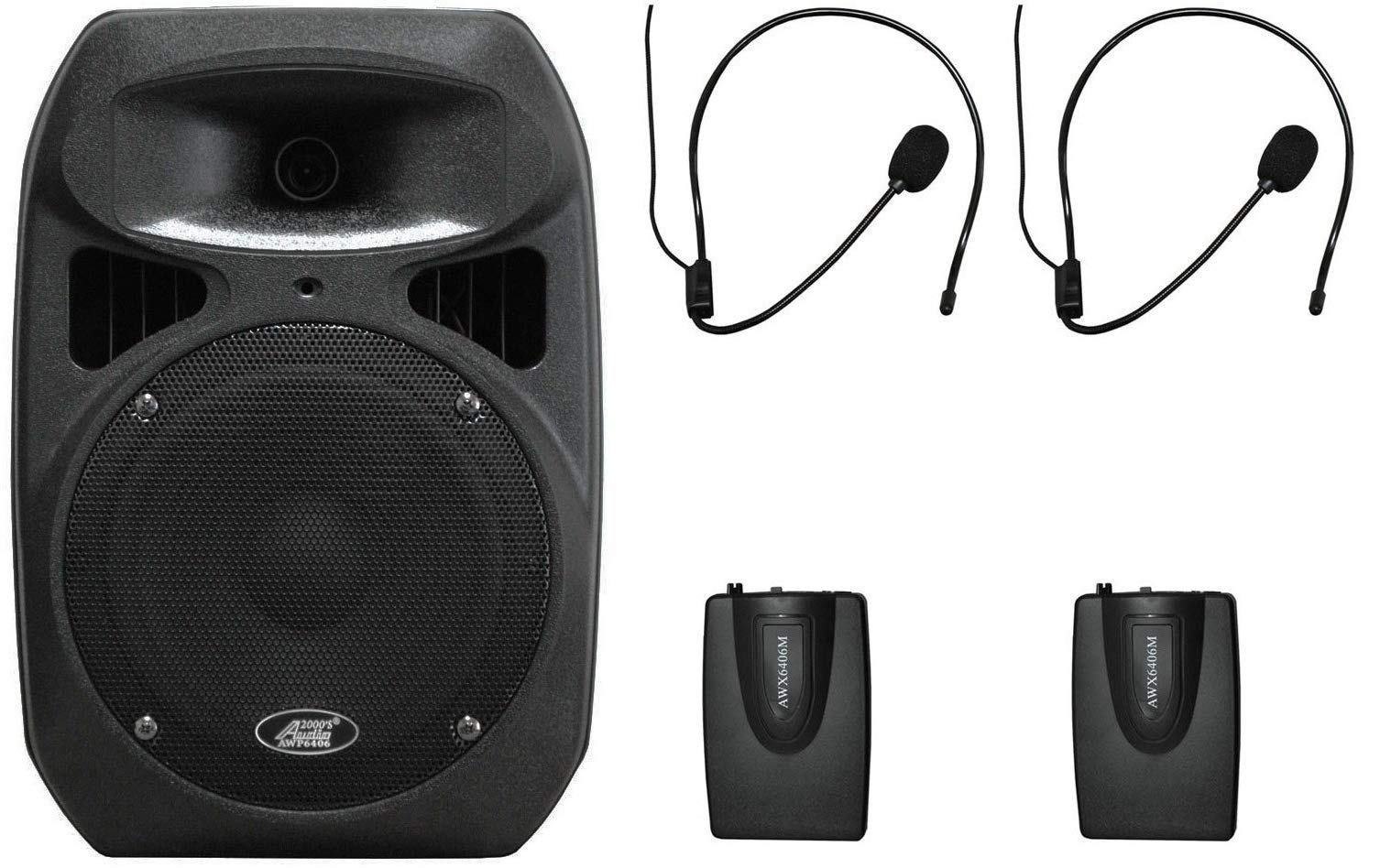 Audio2000'S S6408H Portable Wireless PA System with 2 Headset Mics & Rechargeable Battery - Ideal for Outdoor Events, Public Speaking & Live Performances