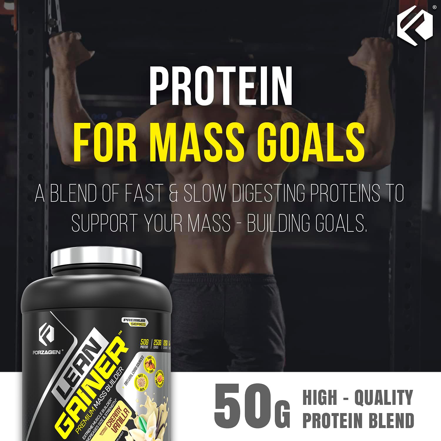 Forzagen Lean Gainer Premium Mass Builder Protein Powder - High Calorie Weight Gain & Muscle Building Supplement for Men & Women | Vanilla Flavor, 8 lbs (11 Servings) | Perfect for Post-Workout Recovery & Bulking Season Nutrition