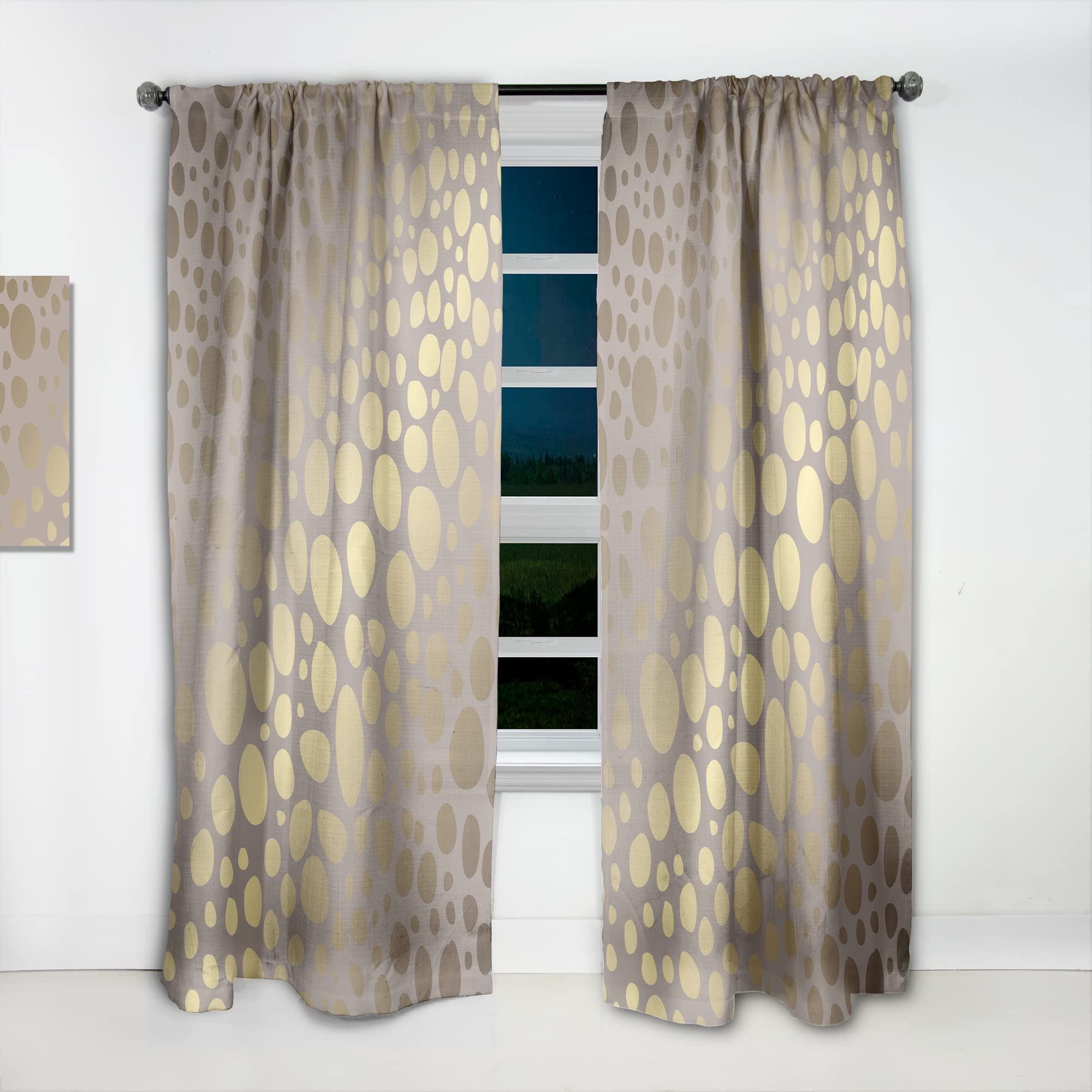 DesignQ Golden Marble Thermal Insulated Curtains - Single Panel 52x95 Inch - Elegant Drapes for Bedroom & Living Room - Perfect for Home Decor, Light Blocking & Energy Saving