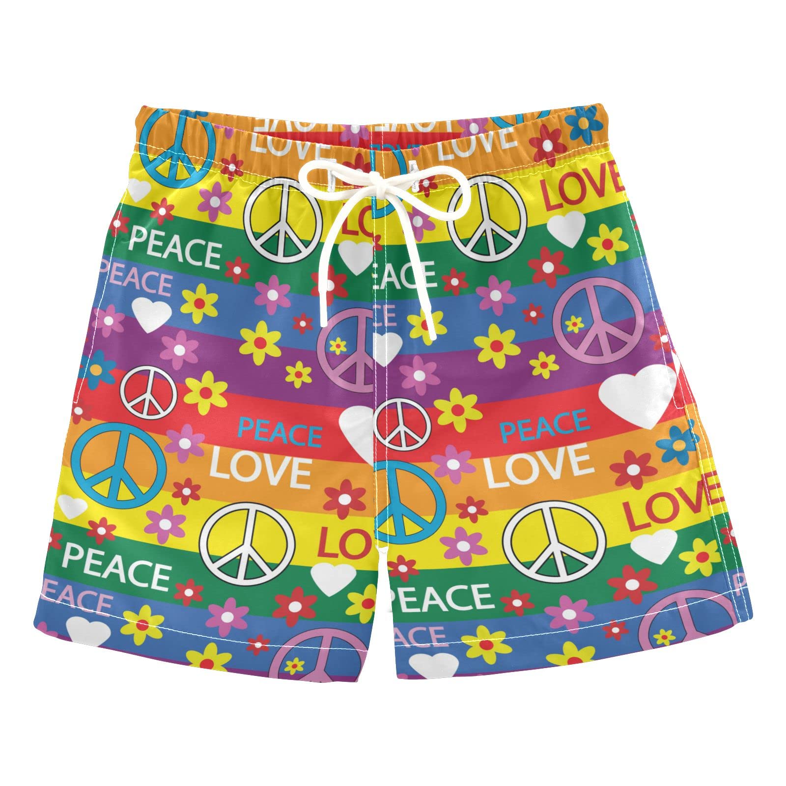 Hippie Boys Swim Trunks for Toddlers - Quick Dry Adjustable Waist Bathing Suits | Beach Shorts for Kids 2T-16 | Perfect for Pool, Beach & Summer Water Activities