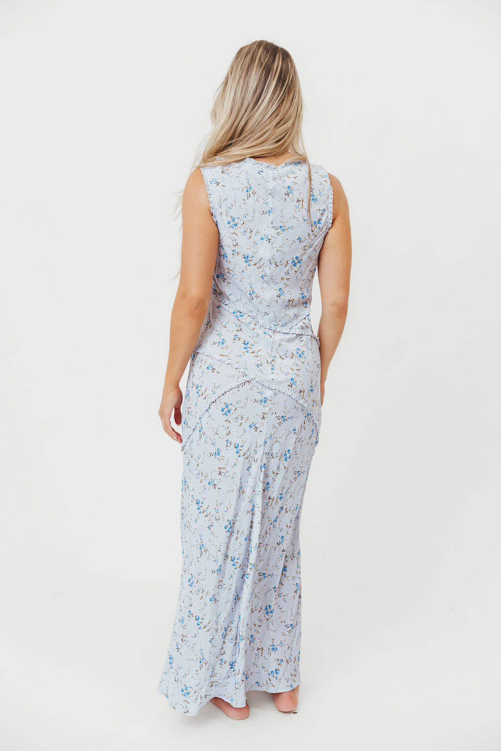 Bye Bye Baby Maxi Dress in Blue Gardenia - Flowy Summer Maternity Dress for Beach, Vacation & Special Occasions
