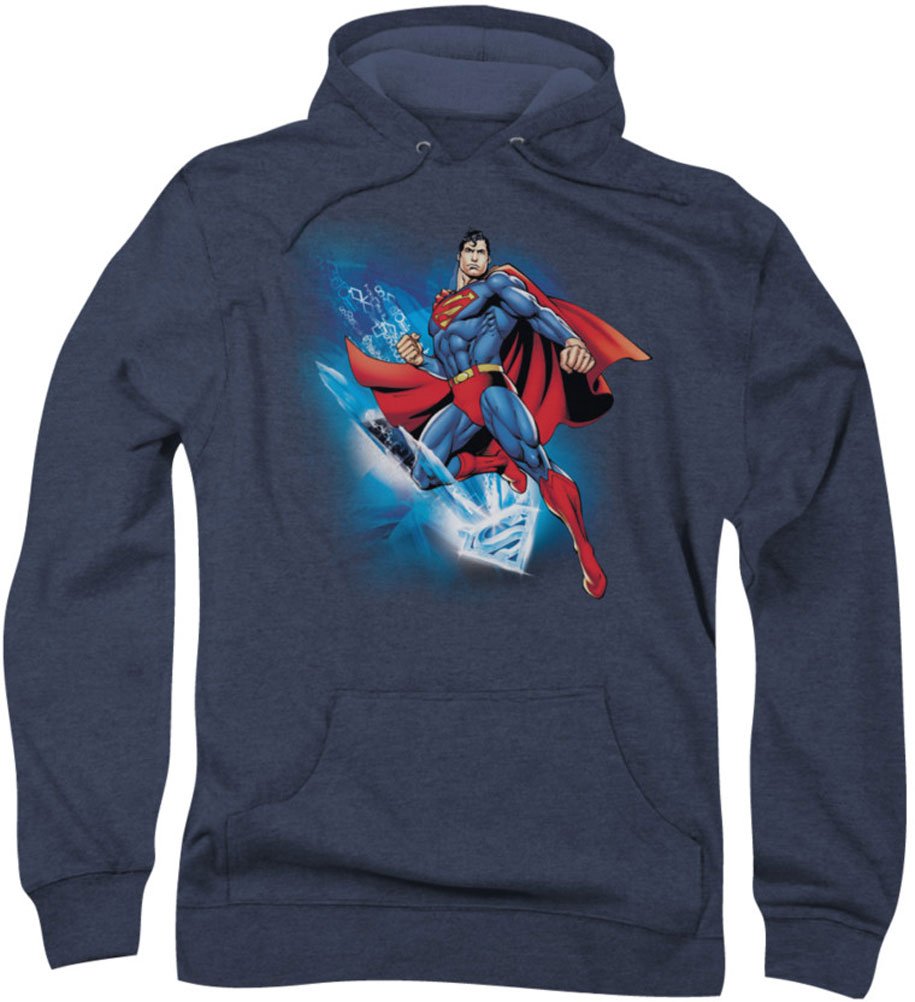Superman Crystal Embellished Men's Hoodie - Stylish Graphic Pullover for Casual Wear, Street Fashion & Superhero Fans