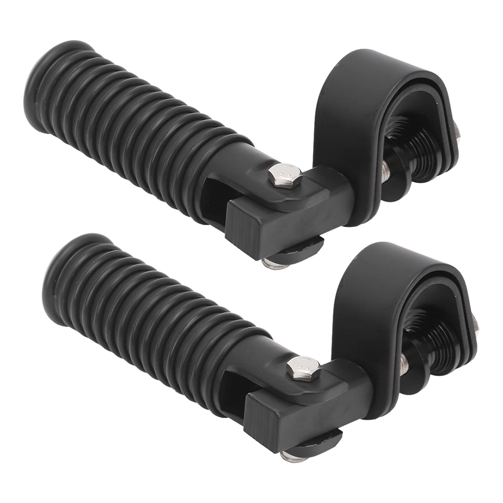 Black Motorcycle Foot Pegs for 1in Crash Bars - 25mm Footrest Mount Replacement with Heavy-Duty Clamp - Perfect for Highway Riding & Engine Guard Protection