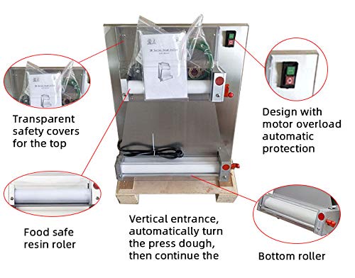 18 Inch Electric Dough Sheeter Machine - ETL Certified Commercial Pizza Dough Roller & Kneader - Perfect for Pizzerias, Bakeries & Home Pizza Making