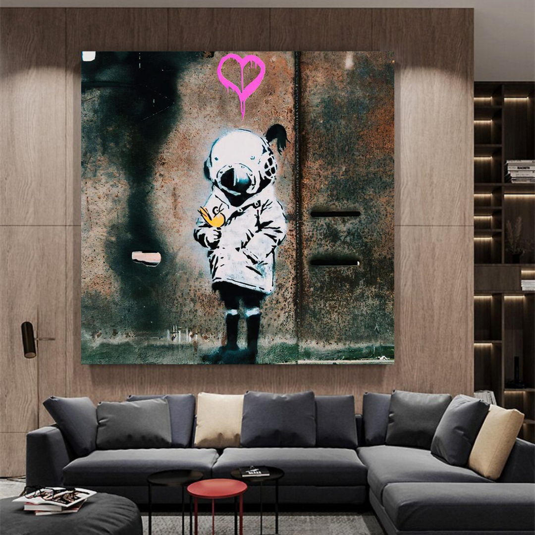 Banksy Space Girl and Bird Wall Art - Stunning Canvas Print for Home & Office Decor | Perfect for Living Room, Bedroom, and Gift Giving