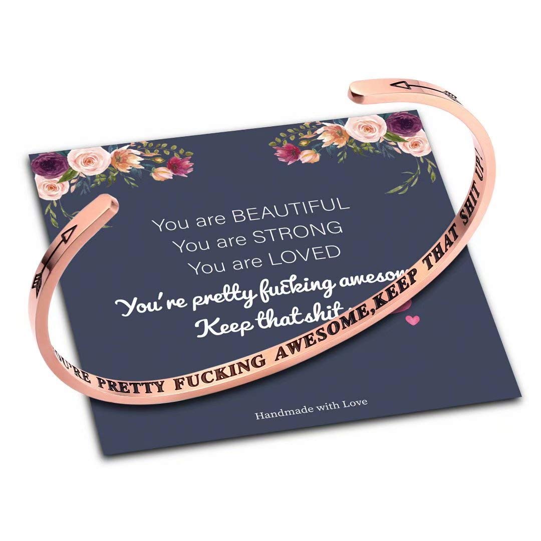 Inspirational Quote Mantra Bracelets for Women & Girls - Funny Motivational Jewelry Gifts for Best Friend, Mom, Daughter, Sister (Birthday, Mother's Day Present) - Comes in Gift Box | Perfect for Daily Wear, Special Occasions & Thoughtful Gifting