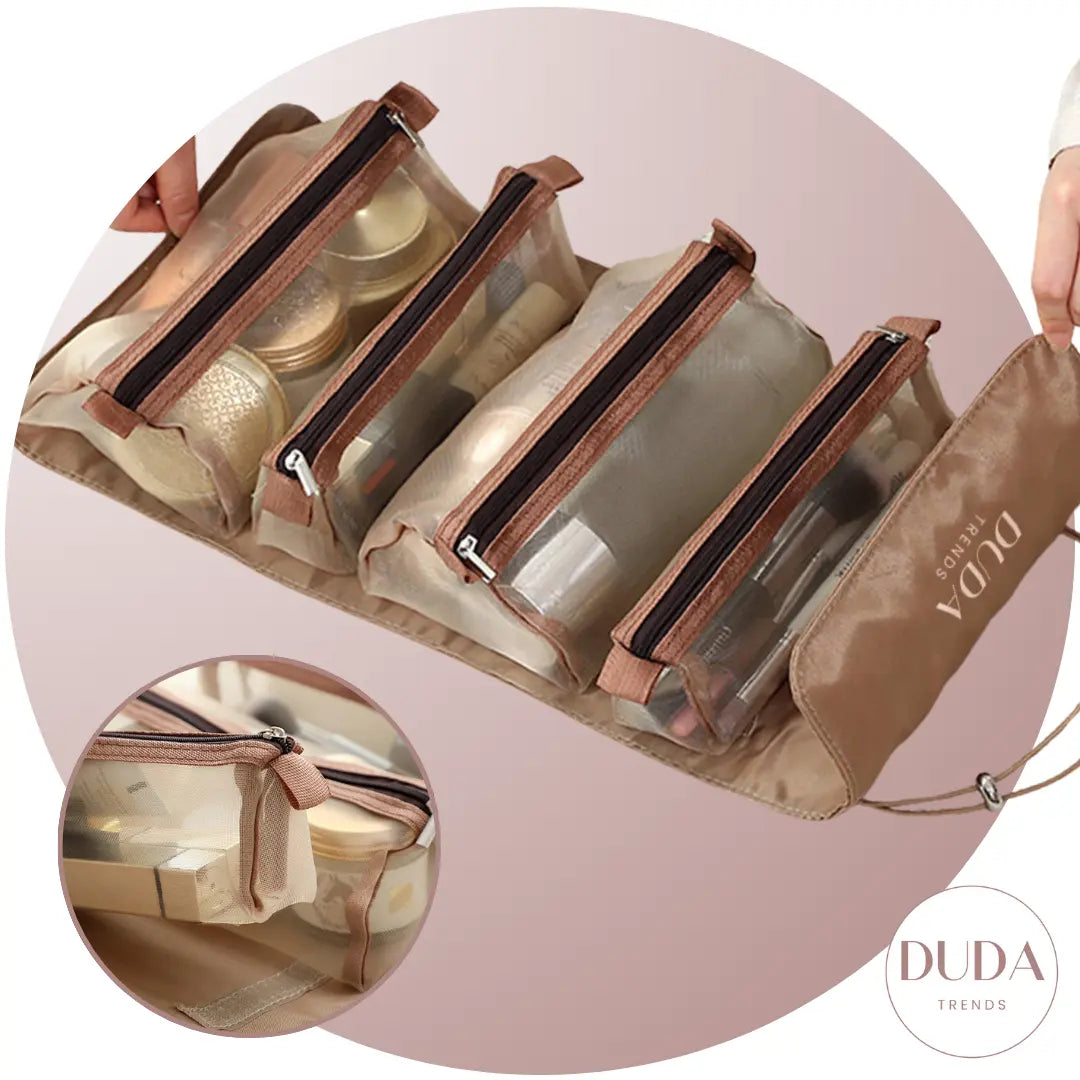 Stylish Portable Cosmetic Bag for Women - Travel Makeup Organizer with Multiple Pockets - Perfect for Travel, Gym & Daily Use