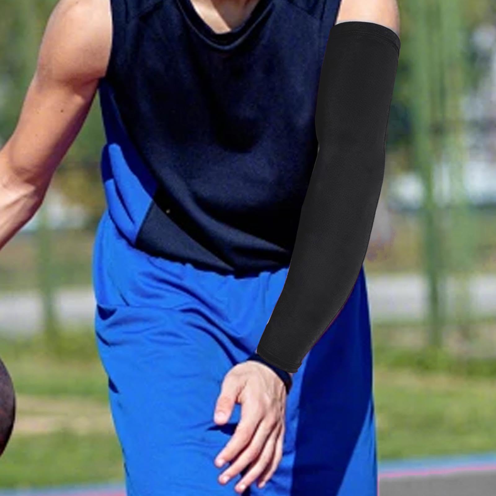 Qialexicon Basketball Arm Sleeves - Non-Slip Compression Arm Support for Men & Women - Protective Elbow Guard for Running, Golf, Cycling & Sports - Black - Perfect for Workouts, Training & Outdoor Activities