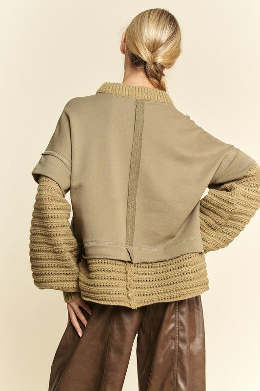 Davi & Dani Women's Faux Layered Round Neck Sweater - Cozy Knit Pullover for Fall & Winter Fashion, Office Wear & Casual Outfits