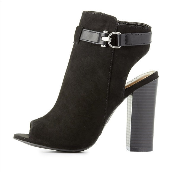 Peggy Peep Toe Belted Ankle Booties - Stylish Black Boots for Women | Perfect for Office, Party & Night Out