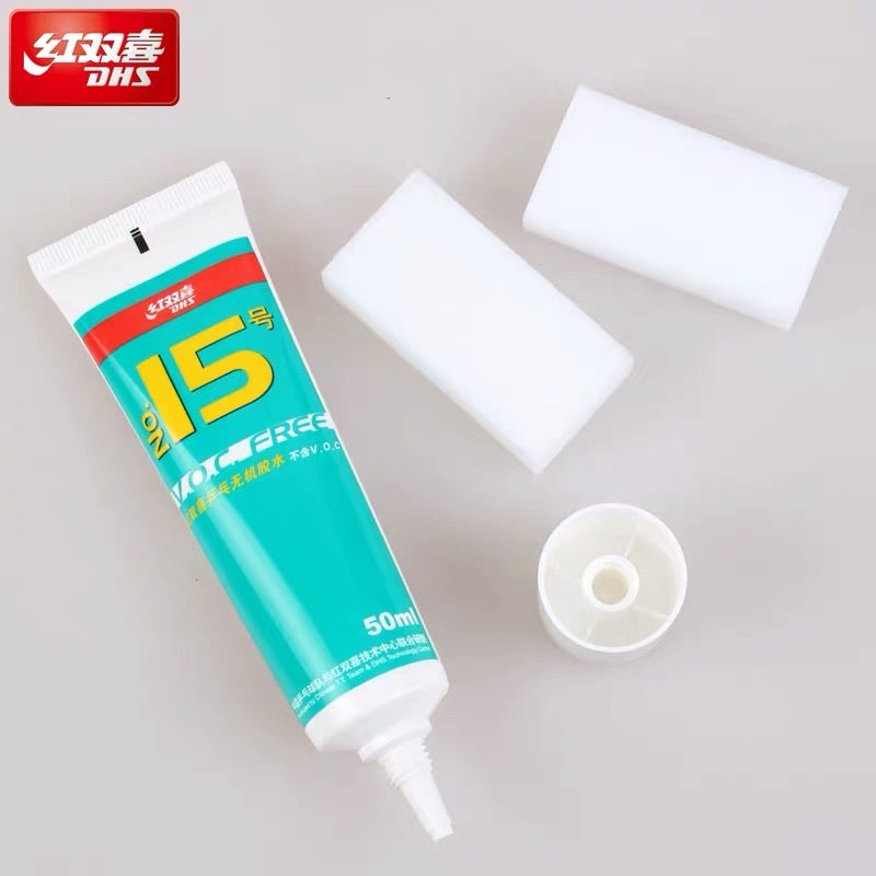 Premium DHS No.15 Table Tennis Racket Glue - VOC Free, High Performance Ping Pong Rubber Adhesive for Professional & Recreational Players - Perfect for Tournament Play & Training Sessions