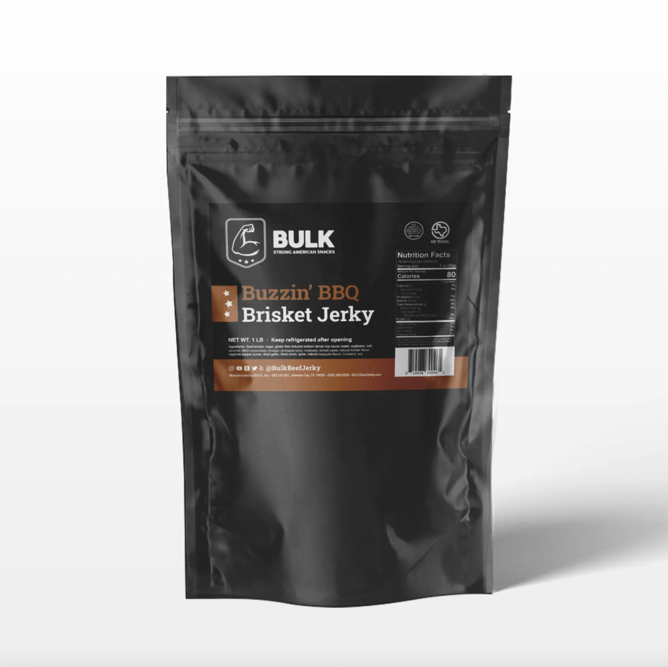 Bulk Buzzin' BBQ Brisket Beef Jerky - Premium Smoked Meat Snacks for Camping, Hiking & Road Trips - High Protein Low Carb Keto-Friendly Snack