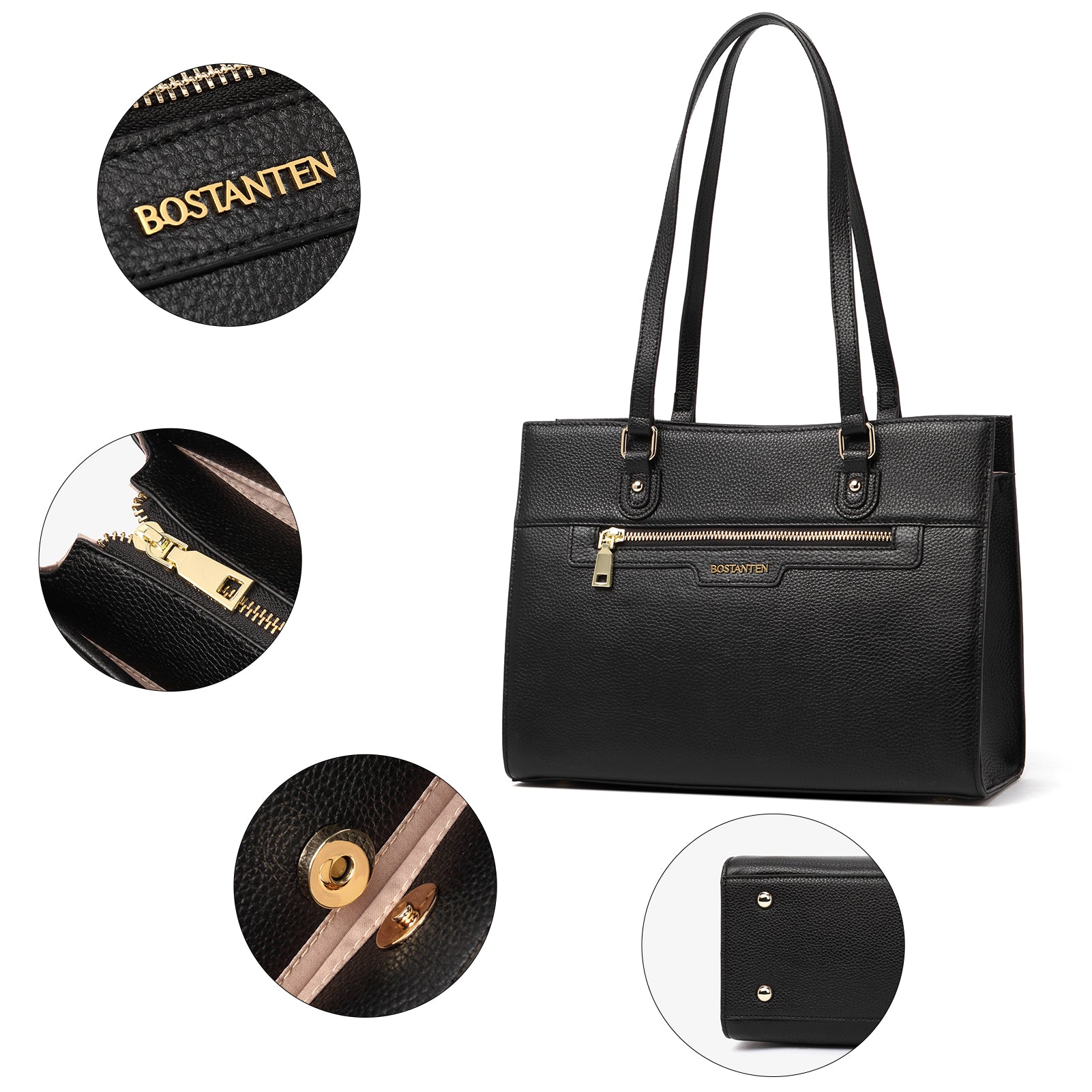 BOSTANTEN Women's Genuine Leather Handbag Designer Satchel Purse Top Handle Shoulder Tote Bag for Work, Travel & Daily Use - Perfect for Office, Business Meetings & Weekend Outings