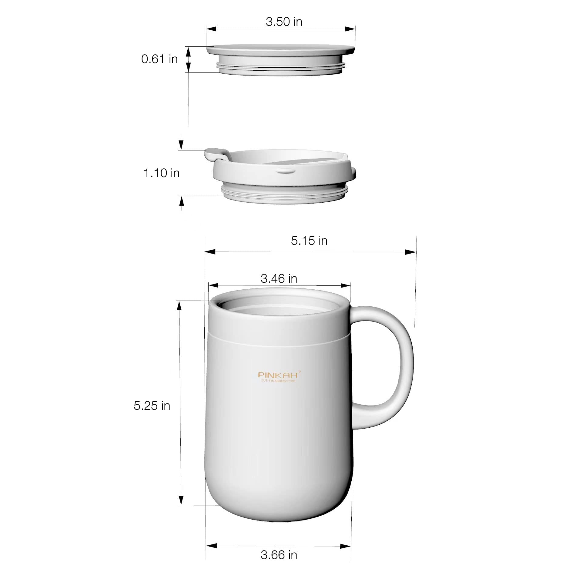 Premium 16oz Stainless Steel Vacuum Insulated Coffee Mug with Leak-Proof Lid & Ergonomic Handle - Double Wall Insulation Keeps Drinks Hot/Cold for Hours - Perfect for Office, Travel, Camping & Outdoor Activities (Pink)
