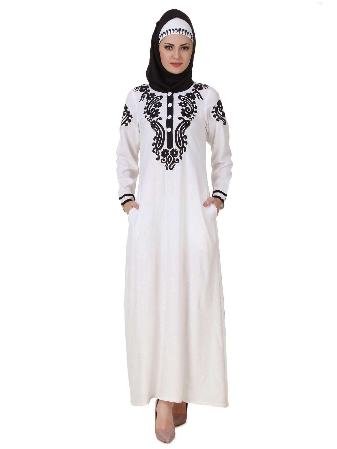 Elegant White Abaya Dress for Women - Modest Islamic Prayer Gown - Perfect for Mosque, Eid, and Special Occasions