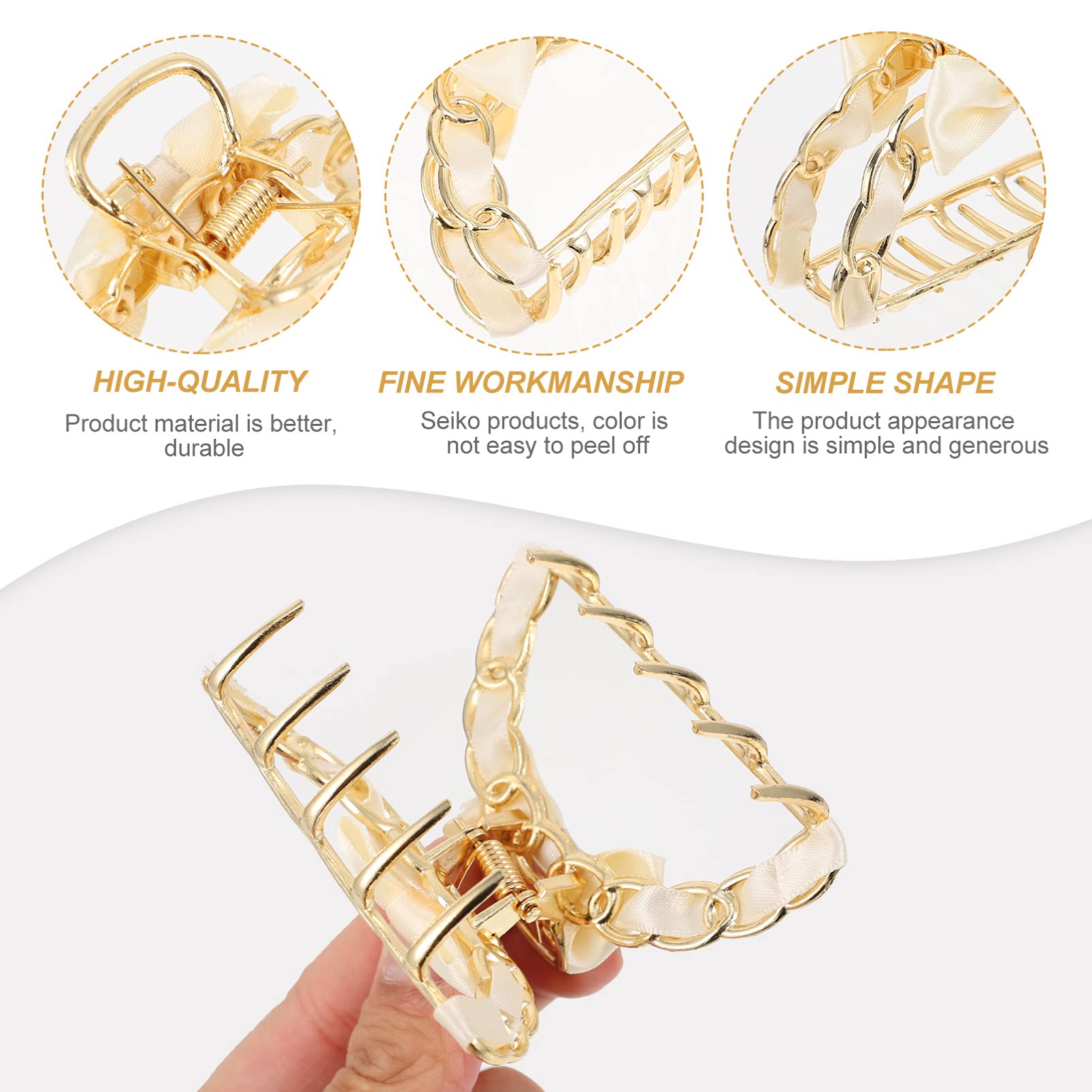 Lurrose Metal Hair Claw Clips - Non-Slip Bowknot Jaw Clips for Women & Girls | Retro Silk Hair Barrettes & Fancy Hair Clamps | Perfect for Updos, Ponytails & Everyday Styling