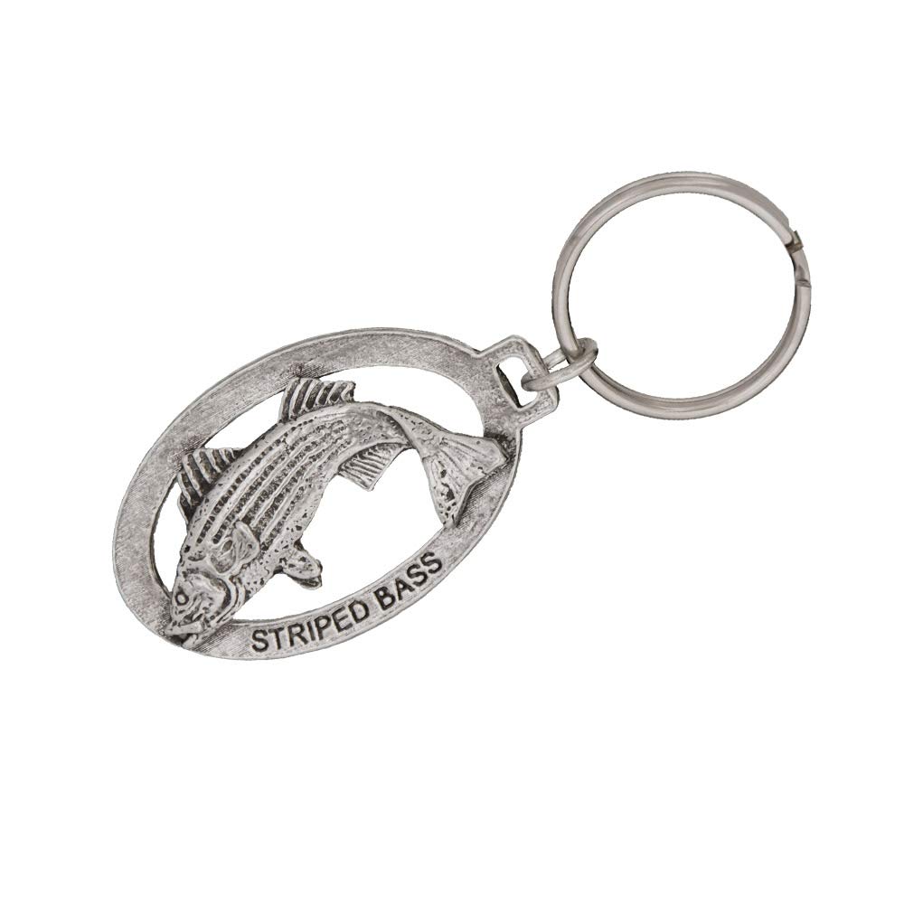 Handmade Pewter Striped Bass Keychain - 2