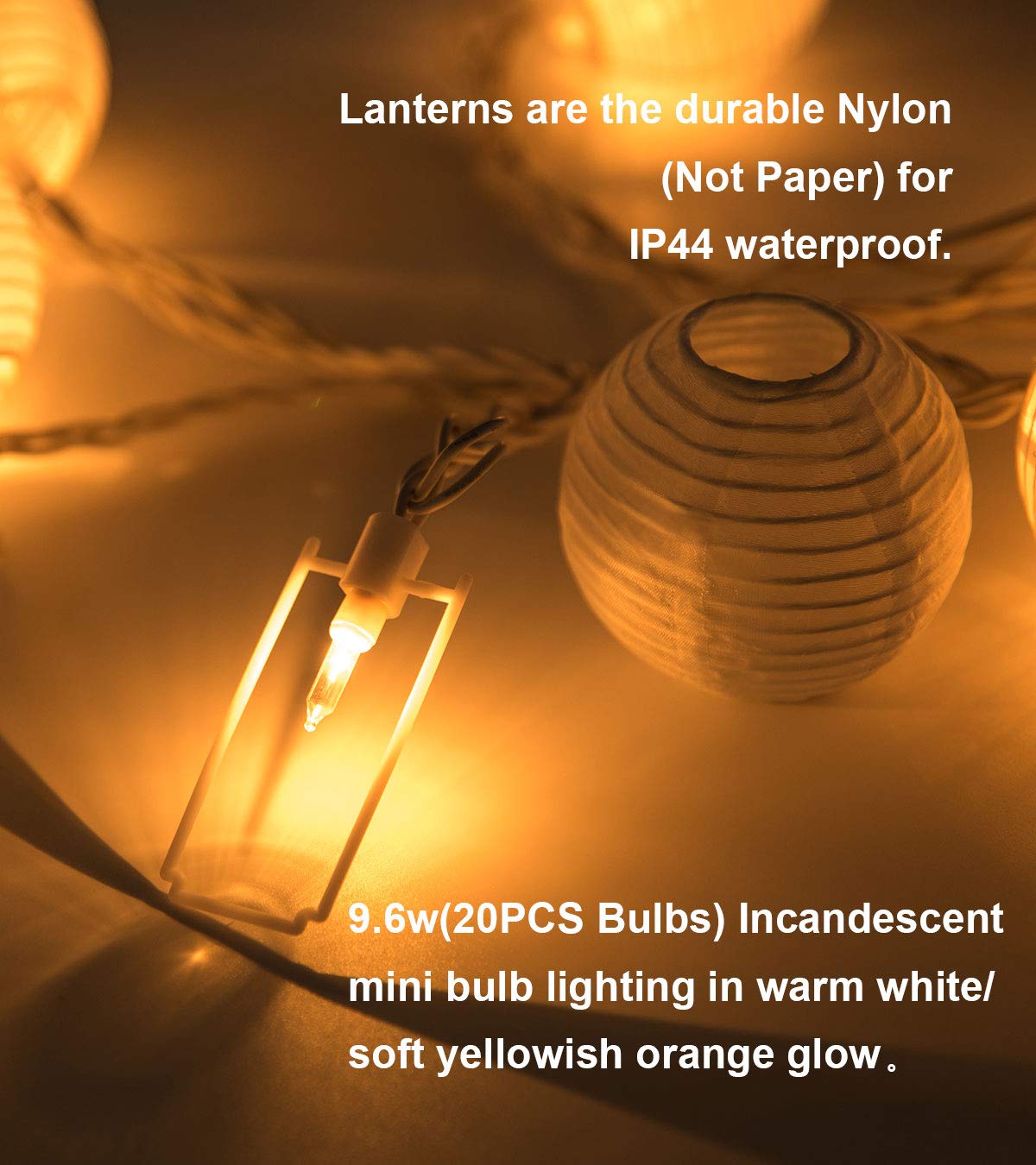 TIGOMOOV 20-Count Mini Globe String Lights - 3 Inch White Connectable LED Lantern Lights for Outdoor & Indoor Decor | Perfect for Weddings, Bedrooms, Patios, Porches, Windows & Garden Parties