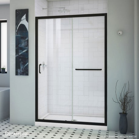 DreamLine Infinity Z 44-48 Inch W x 72 Inch H Semi-Frameless Sliding Shower Door - Clear Tempered Glass for Bathroom & Walk-In Showers - Easy Installation & Modern Design