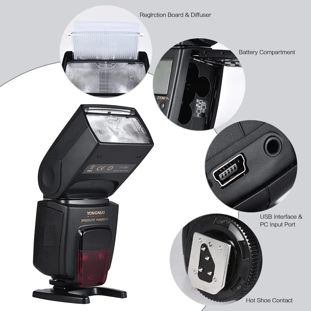 YONGNUO YN568EX III TTL Flash Speedlite for Nikon DSLR Cameras - Wireless Slave with HSS 1/8000, Compatible with D750/D850/D5 | Perfect for Wedding, Portrait & Event Photography