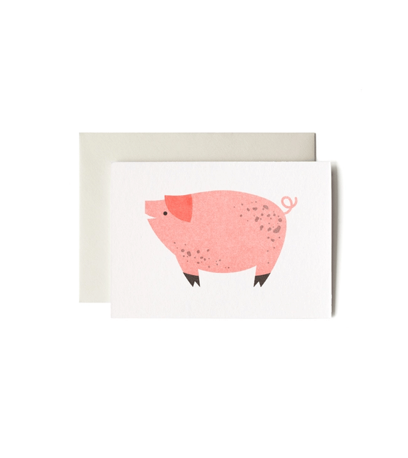 Bobbie Print Pig Mini Card - Cute Piggy Greeting Card for Birthdays, Thank You, and Special Occasions | Perfect for Gifts, Invitations, and Party Favors